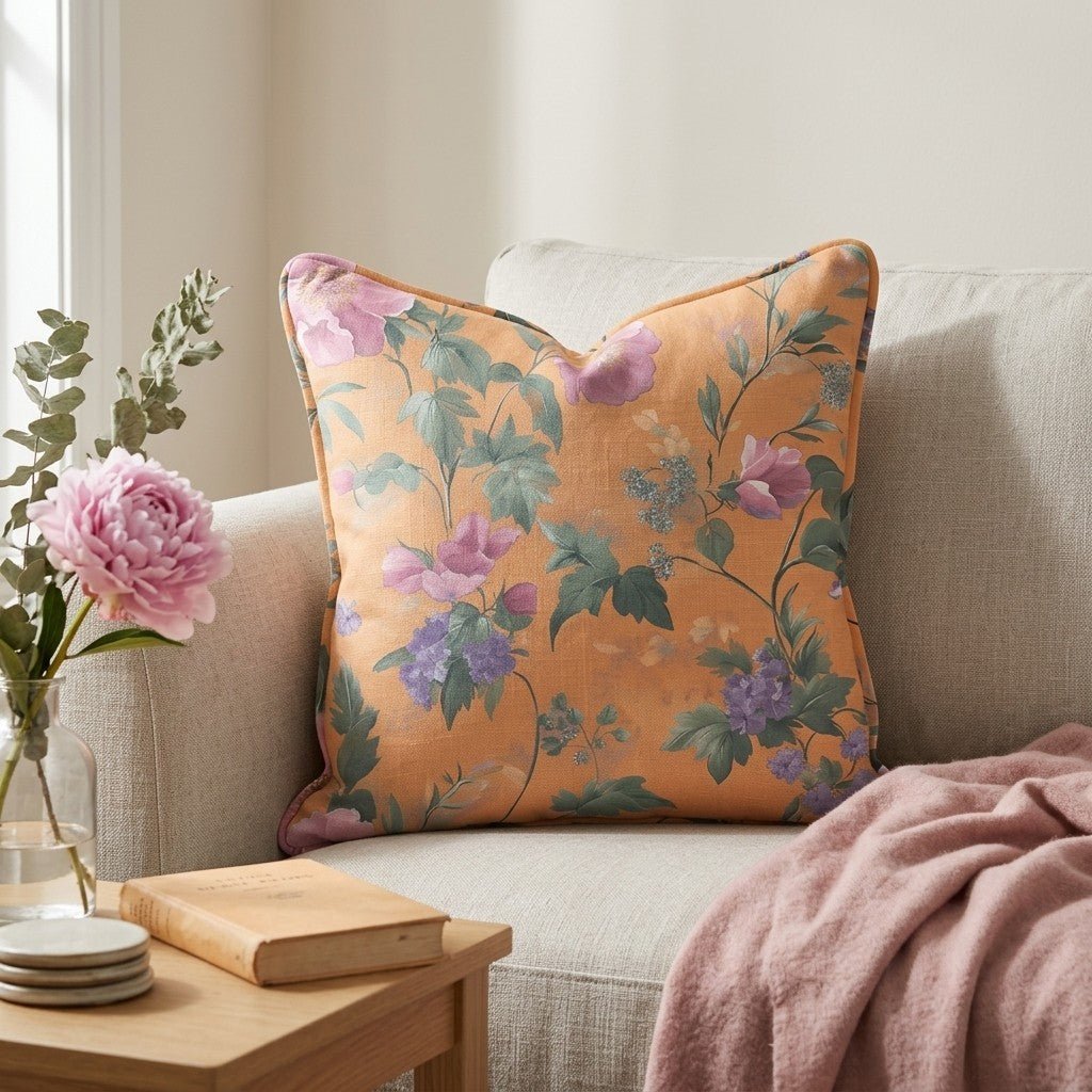 Petals & Persimmons Throw Pillow - Benton Lane Home - Lemon Park