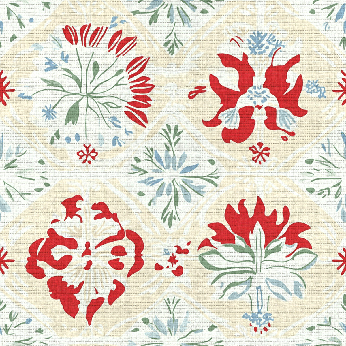 Picnic Faux Grasscloth Wallpaper - Lemon Park