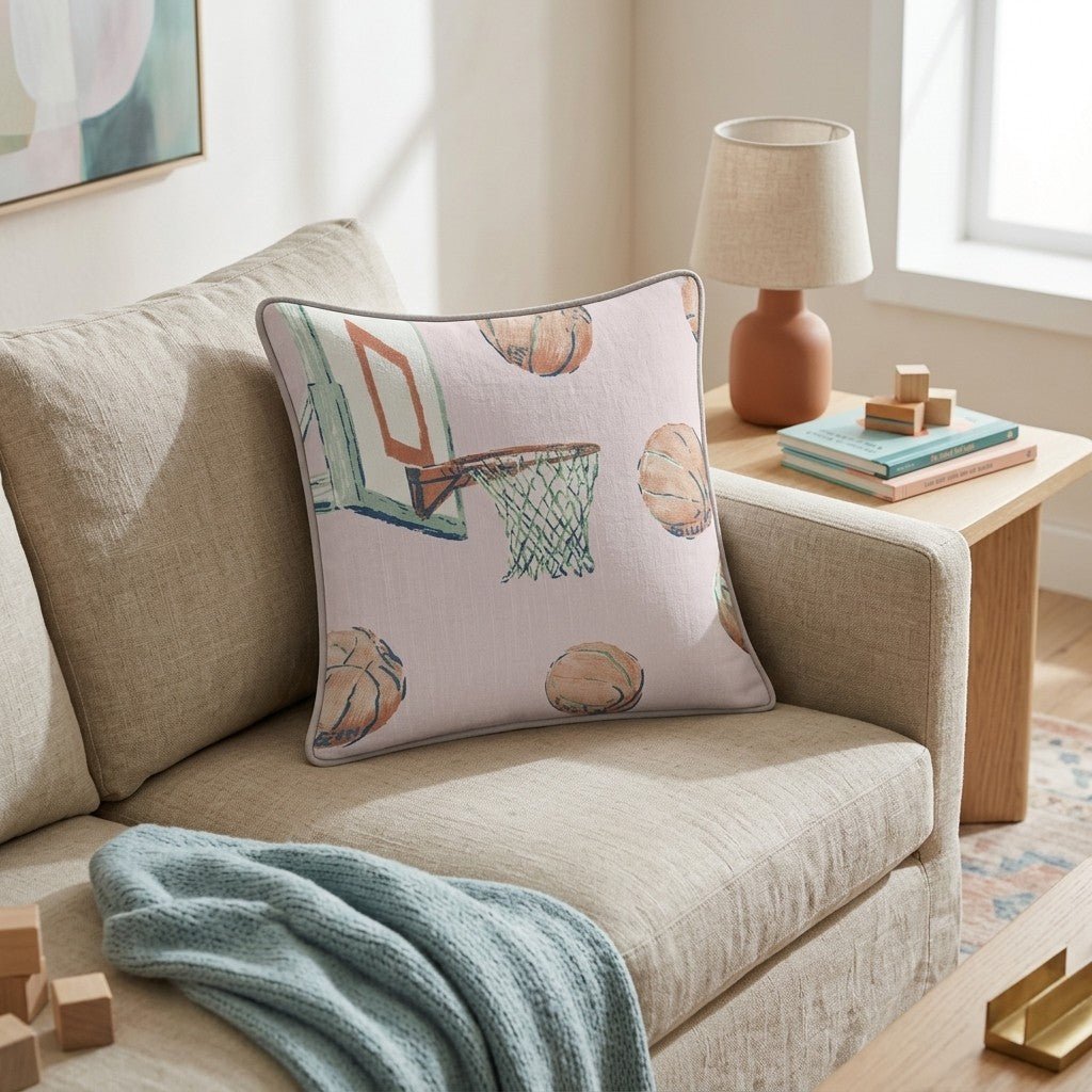 Pink Basketball Hoop Throw Pillow - Benton Lane Home - Hillcroft Home