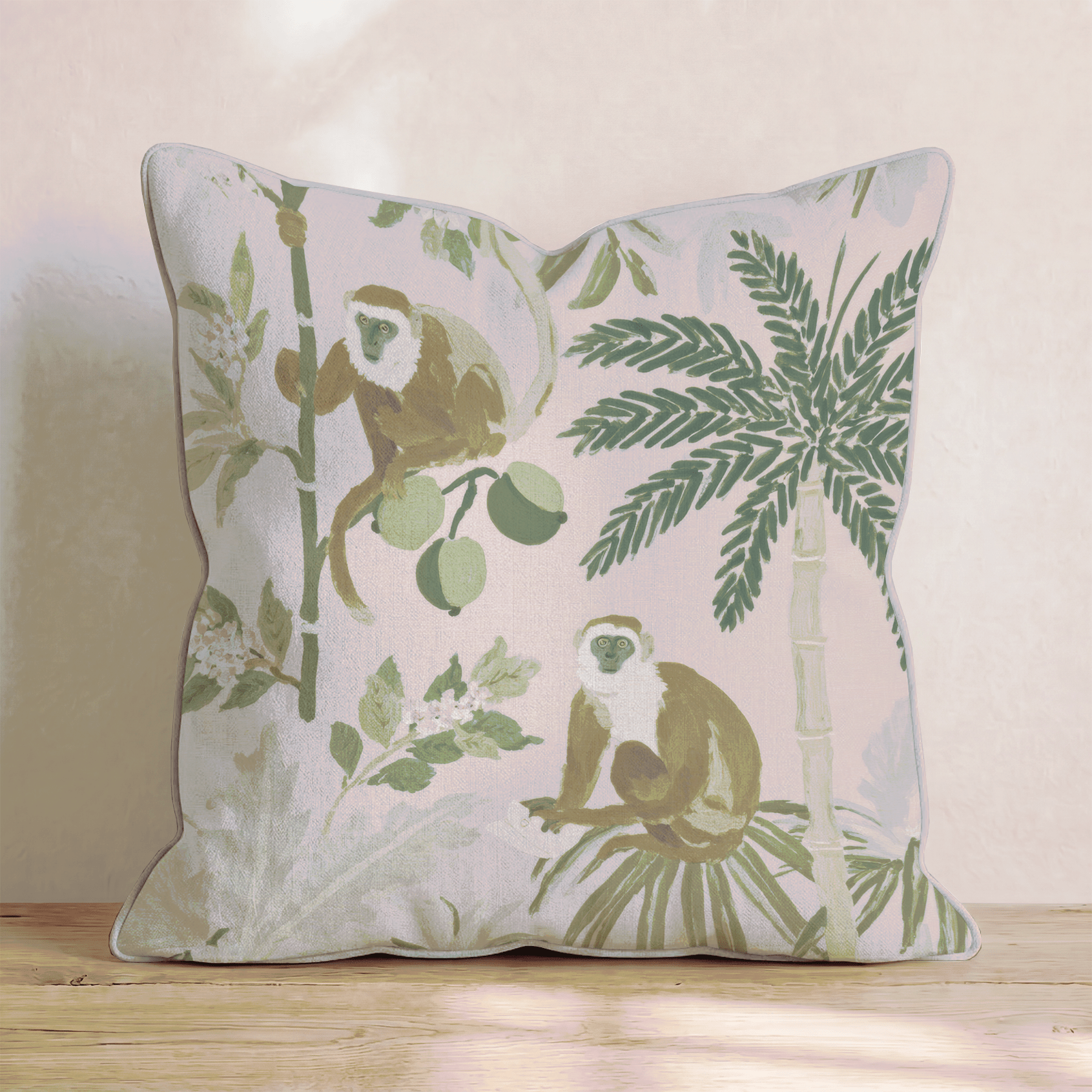 Pink Fun Monkeys Throw Pillow - Benton Lane Home - Hillcroft Home
