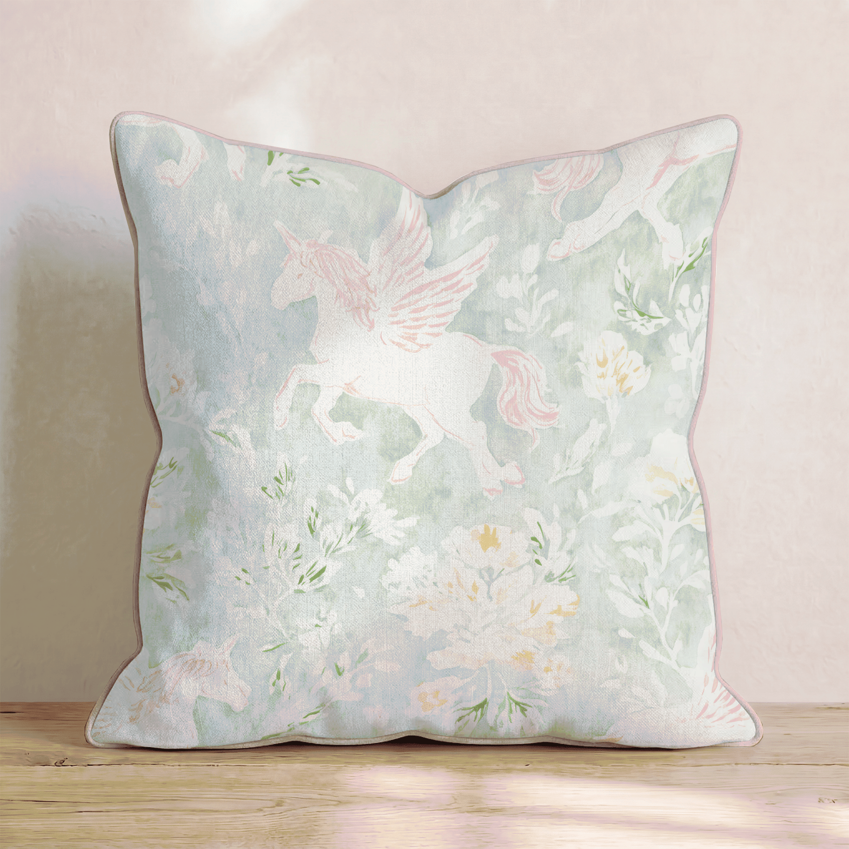 Pink Pegasus Floral Throw Pillow - Benton Lane Home - Hillcroft Home