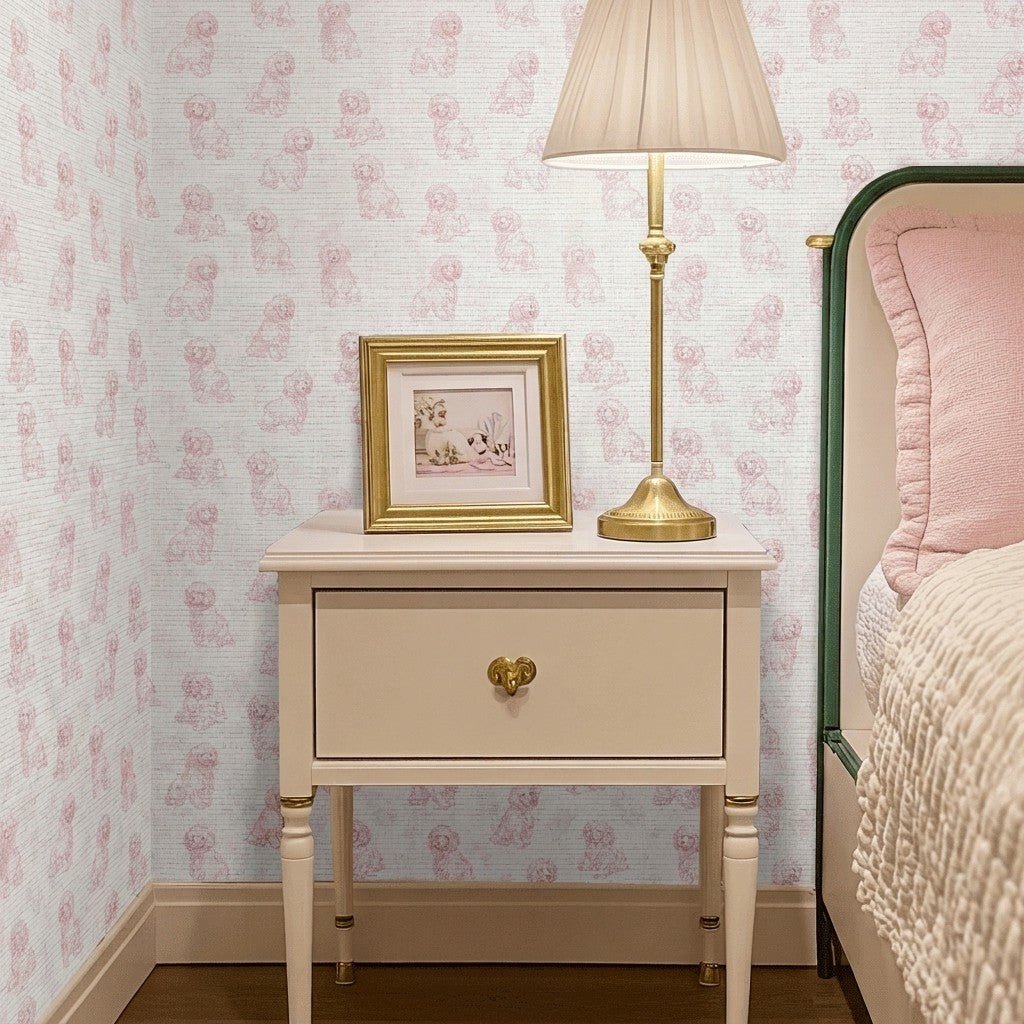 Pink Poodles Faux Grasscloth Wallpaper - Benton Lane Home - Lemon Park