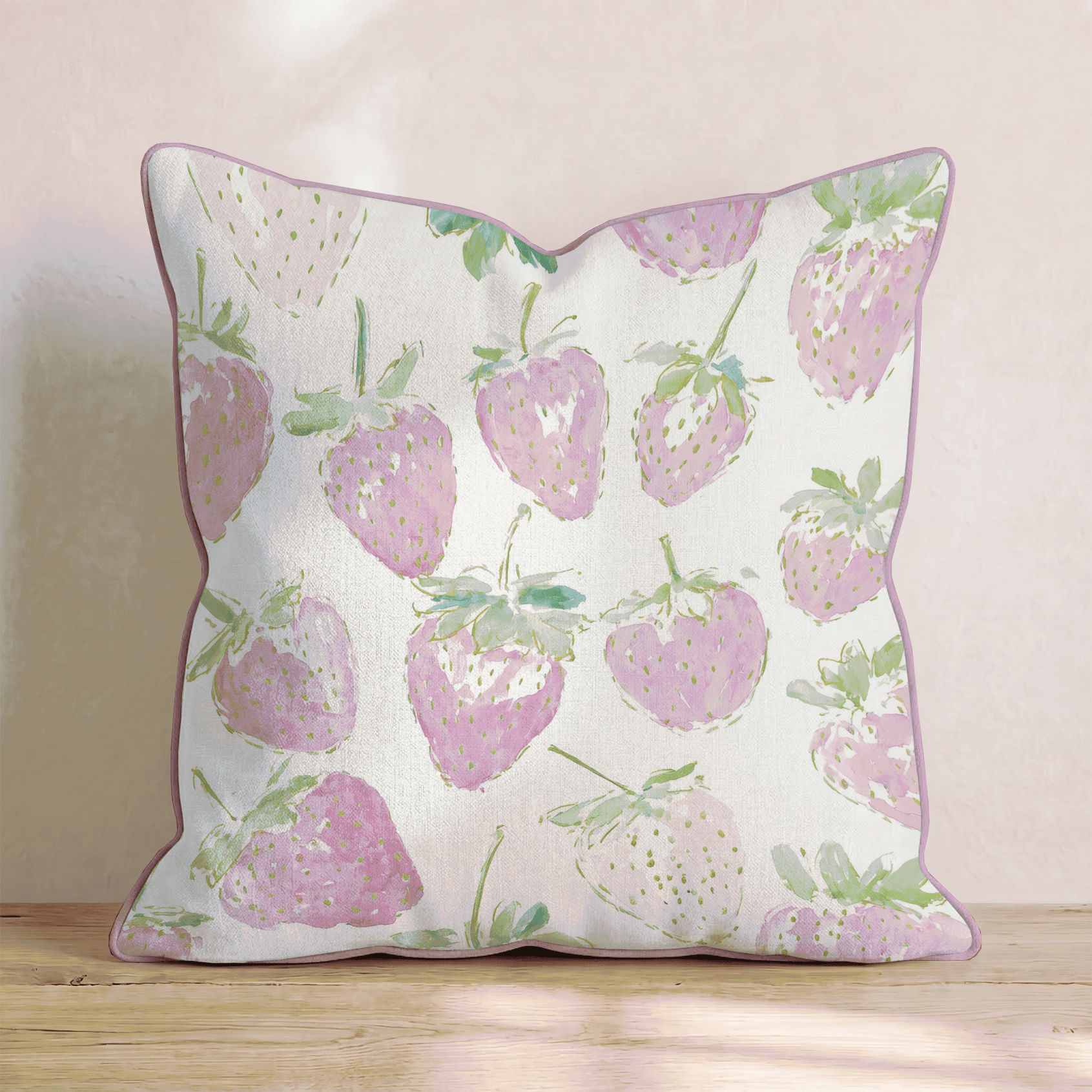 Pink Strawberries Throw Pillow - Benton Lane Home - Hillcroft Home