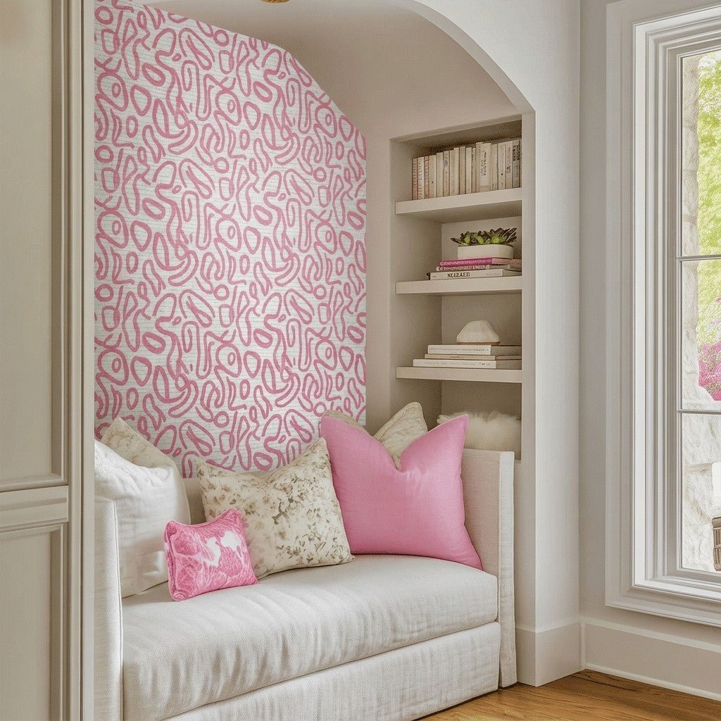 Pink Tangle Faux Grasscloth Wallpaper - Benton Lane Home - Lemon Park