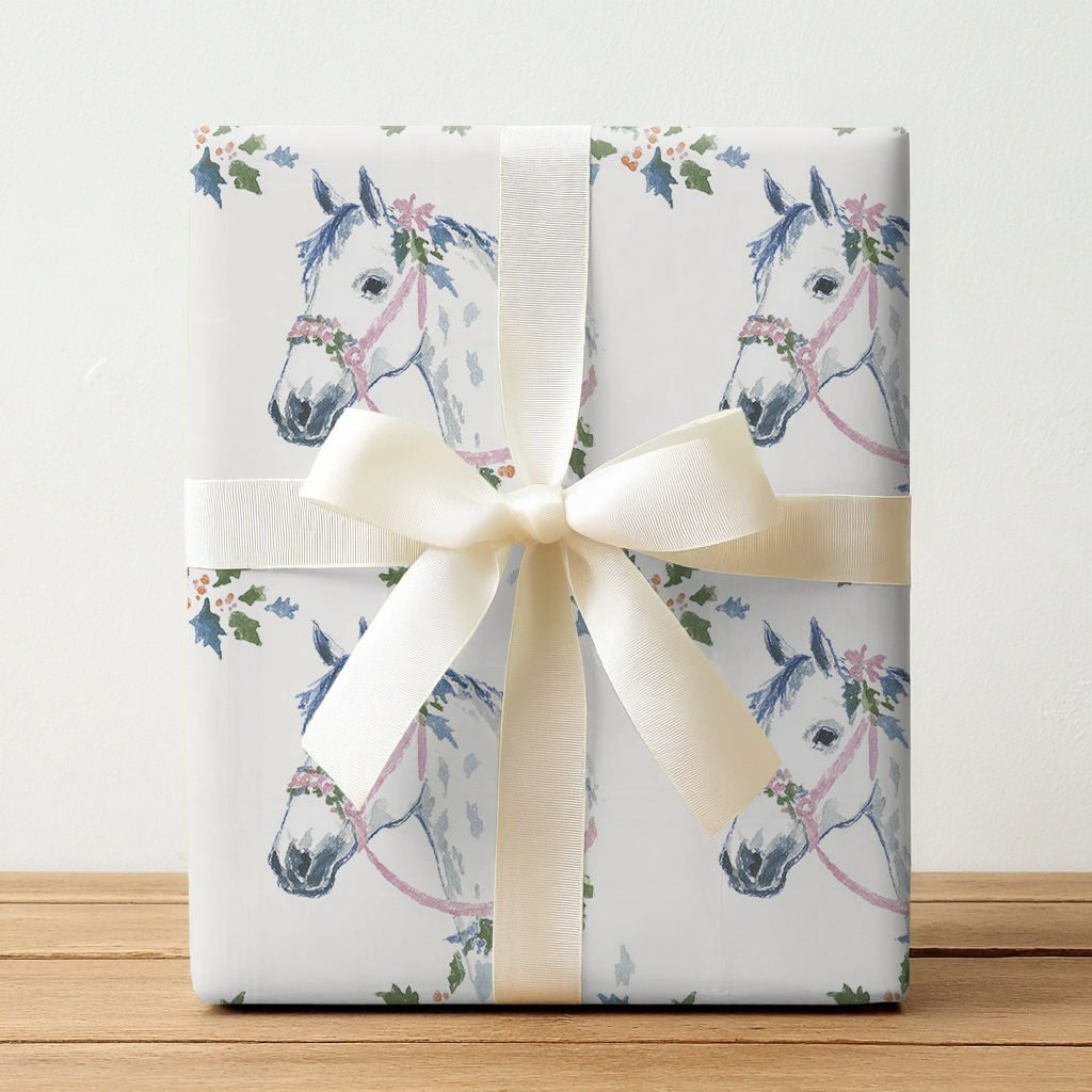 Pink and White Horse - Wrapping Paper