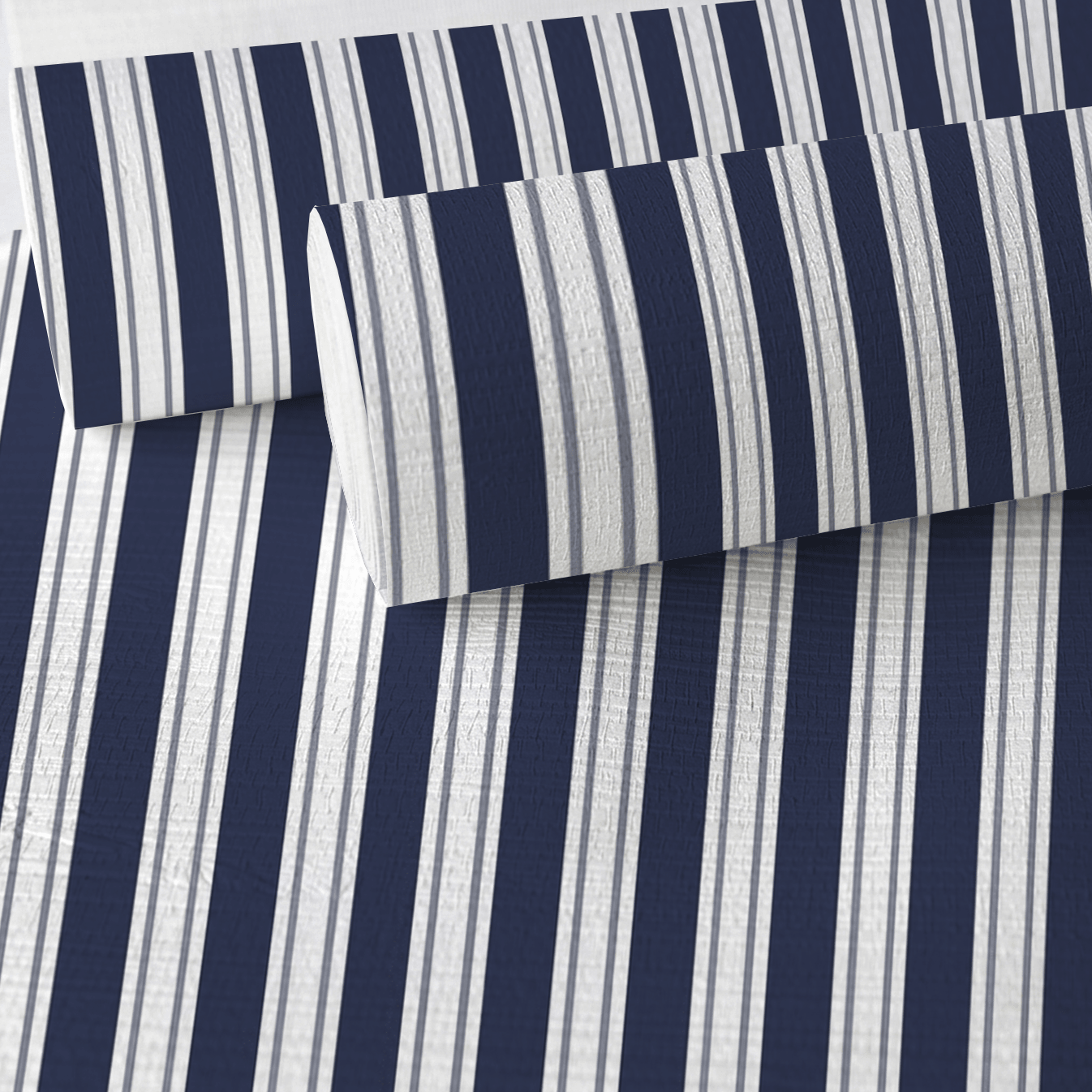 Pinstripe Blues Faux Grasscloth Wallpaper - Painted Paper