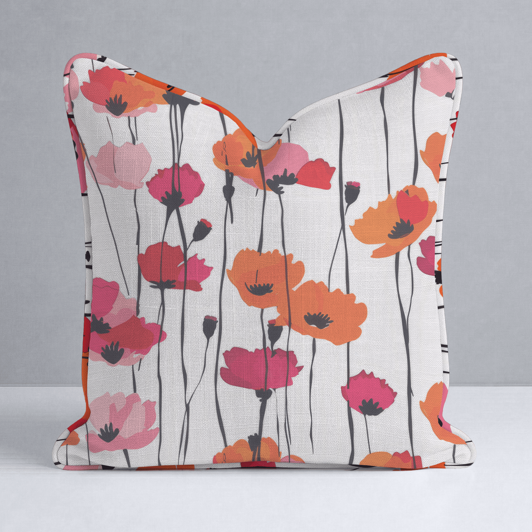 Piper's Poppy Parade Throw Pillow - Lemon Park