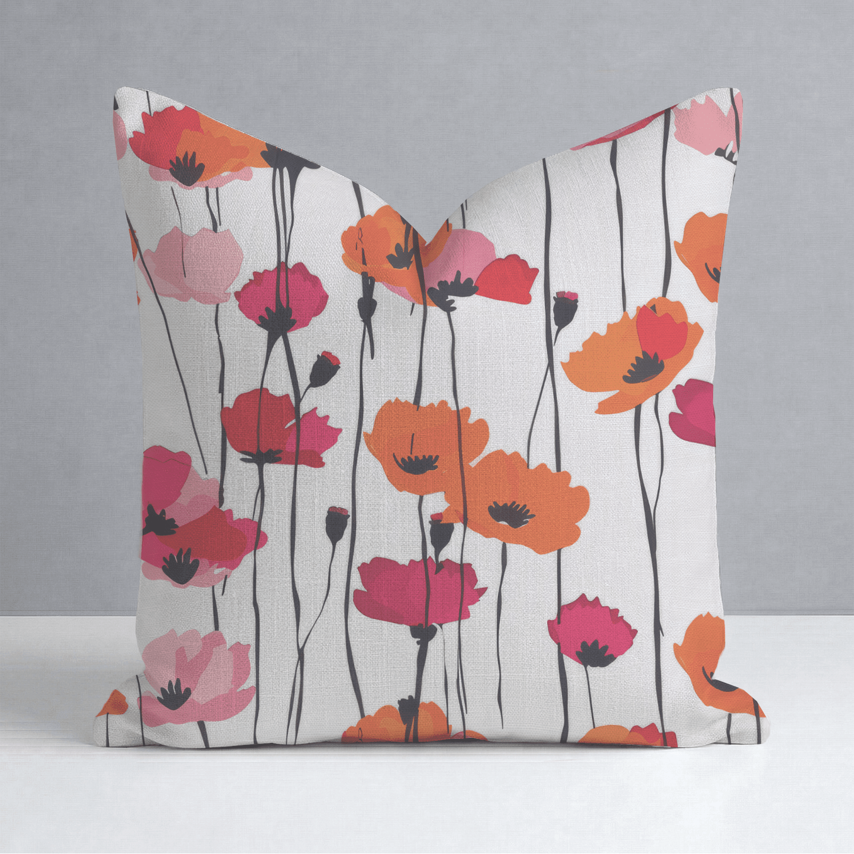 Piper's Poppy Parade Throw Pillow - Benton Lane Home - Lemon Park