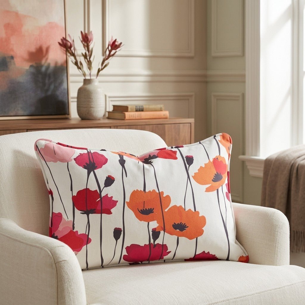 Piper's Poppy Parade Throw Pillow - Benton Lane Home - Lemon Park