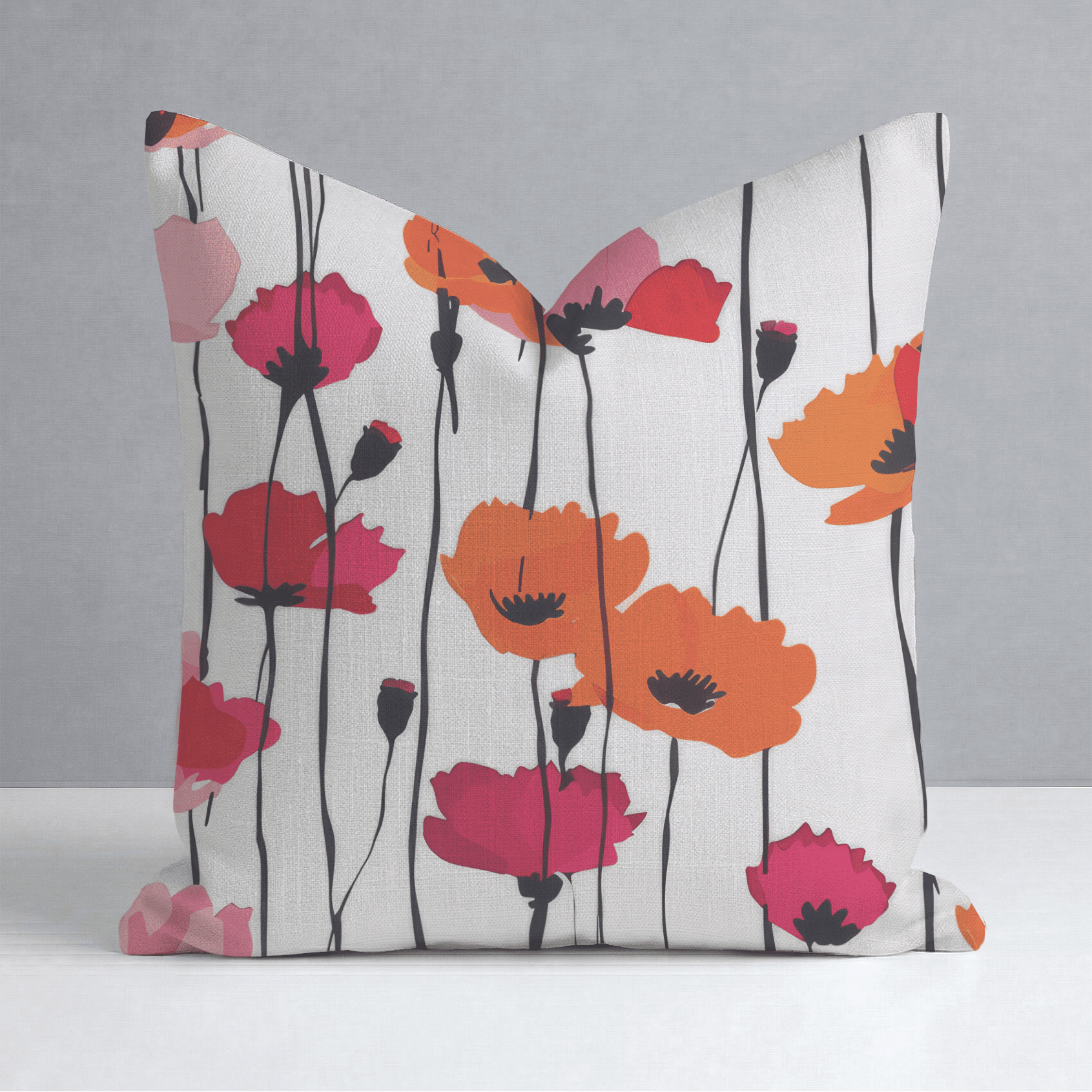 Piper's Poppy Parade Throw Pillow - Benton Lane Home - Lemon Park
