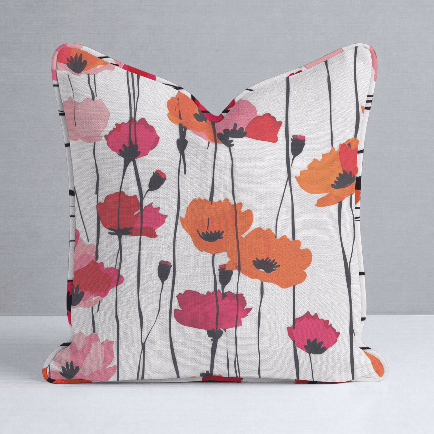 Piper's Poppy Parade Throw Pillow - Benton Lane Home - Lemon Park
