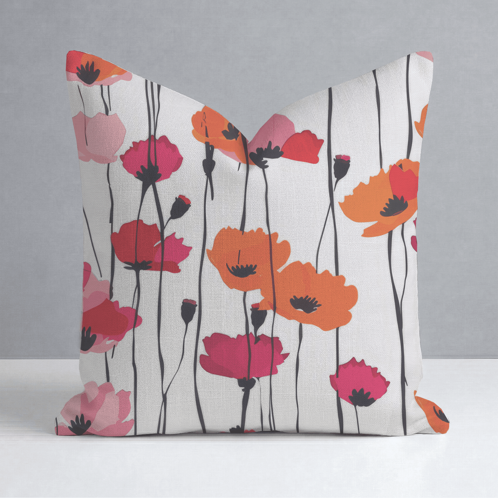 Piper's Poppy Parade Throw Pillow - Benton Lane Home - Lemon Park
