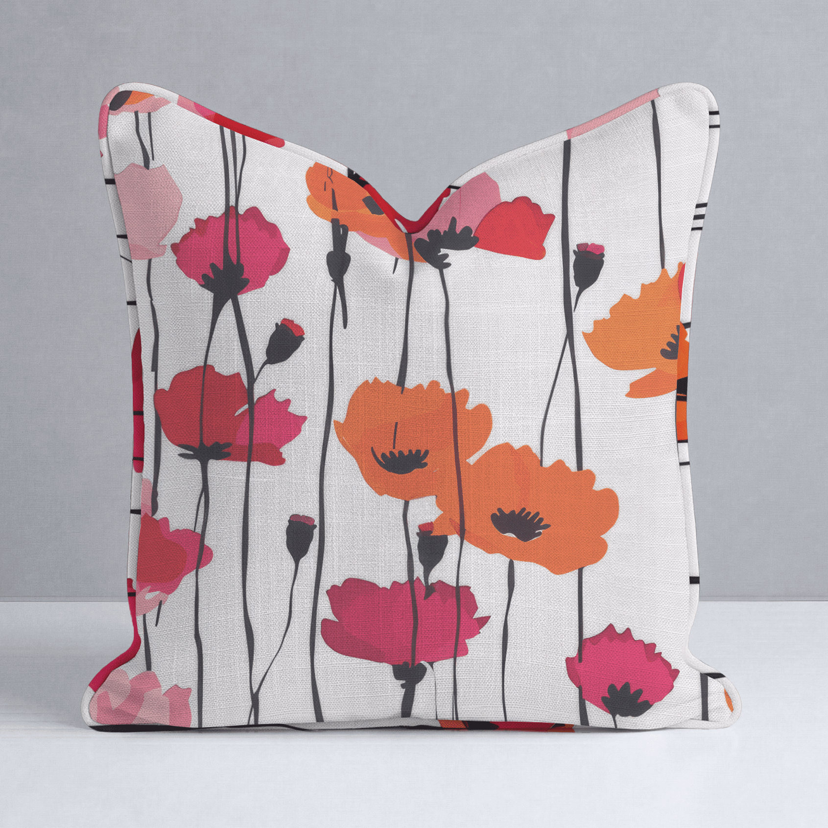 Piper's Poppy Parade Throw Pillow - Benton Lane Home - Lemon Park