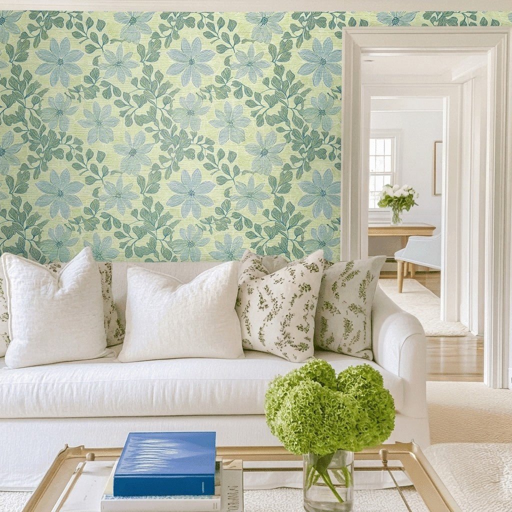 Pistachios Faux Grasscloth Wallpaper - Benton Lane Home - Lemon Park