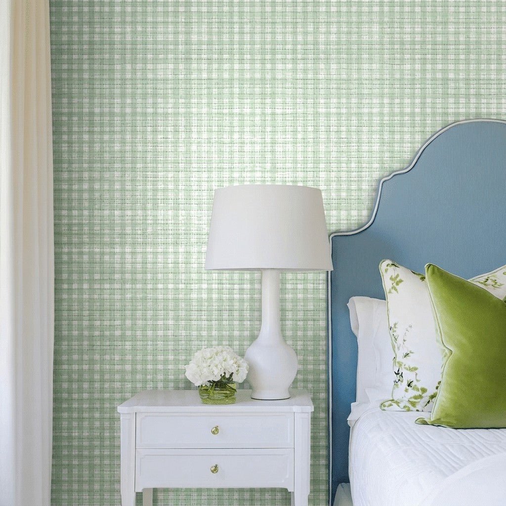 Plaid About It Faux Grasscloth Wallpaper - Benton Lane Home - Lemon Park