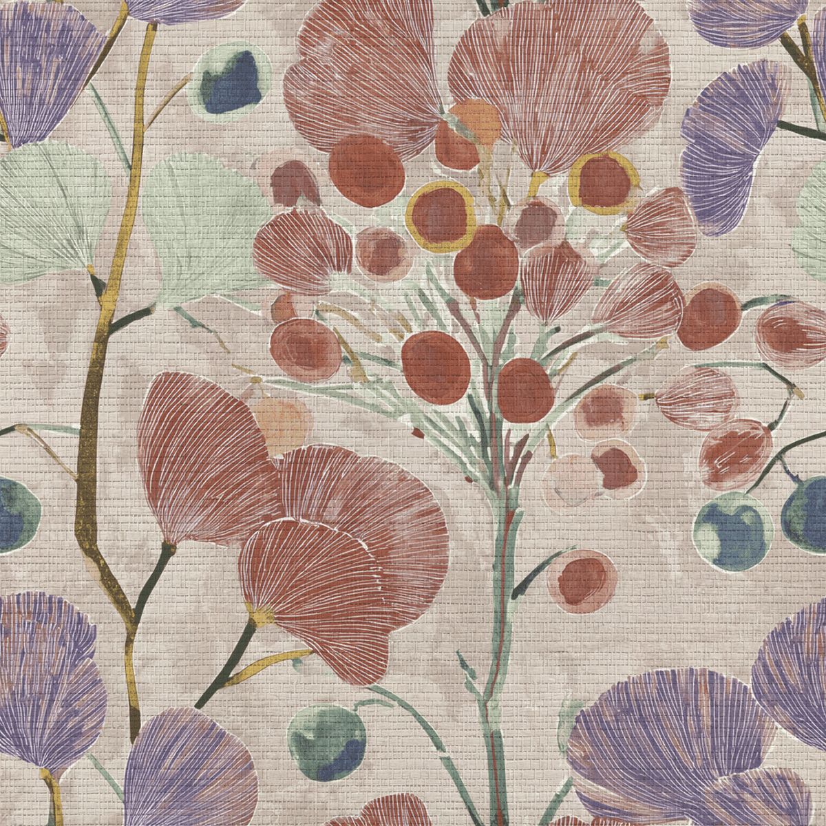 Plum Blossom Faux Grasscloth Wallpaper - Benton Lane Home - Lemon Park