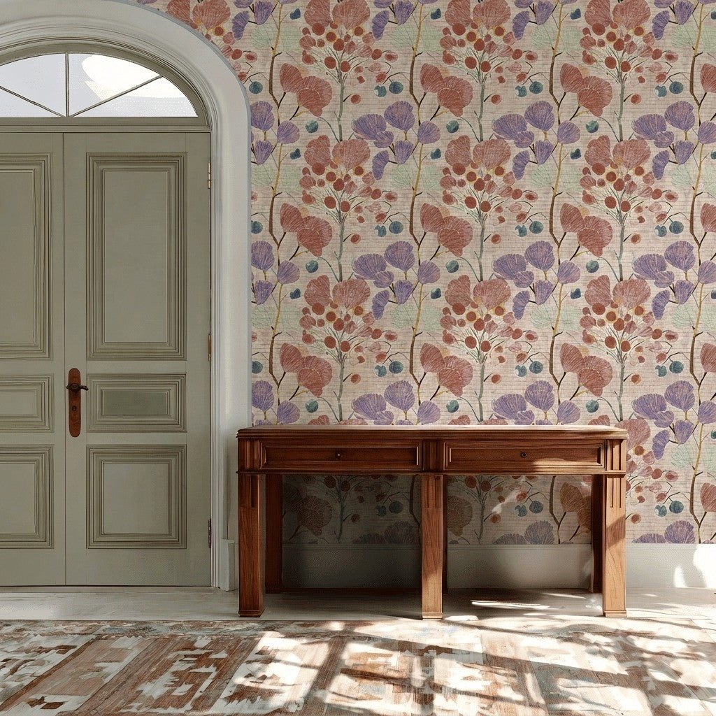Plum Blossom Faux Grasscloth Wallpaper - Benton Lane Home - Lemon Park