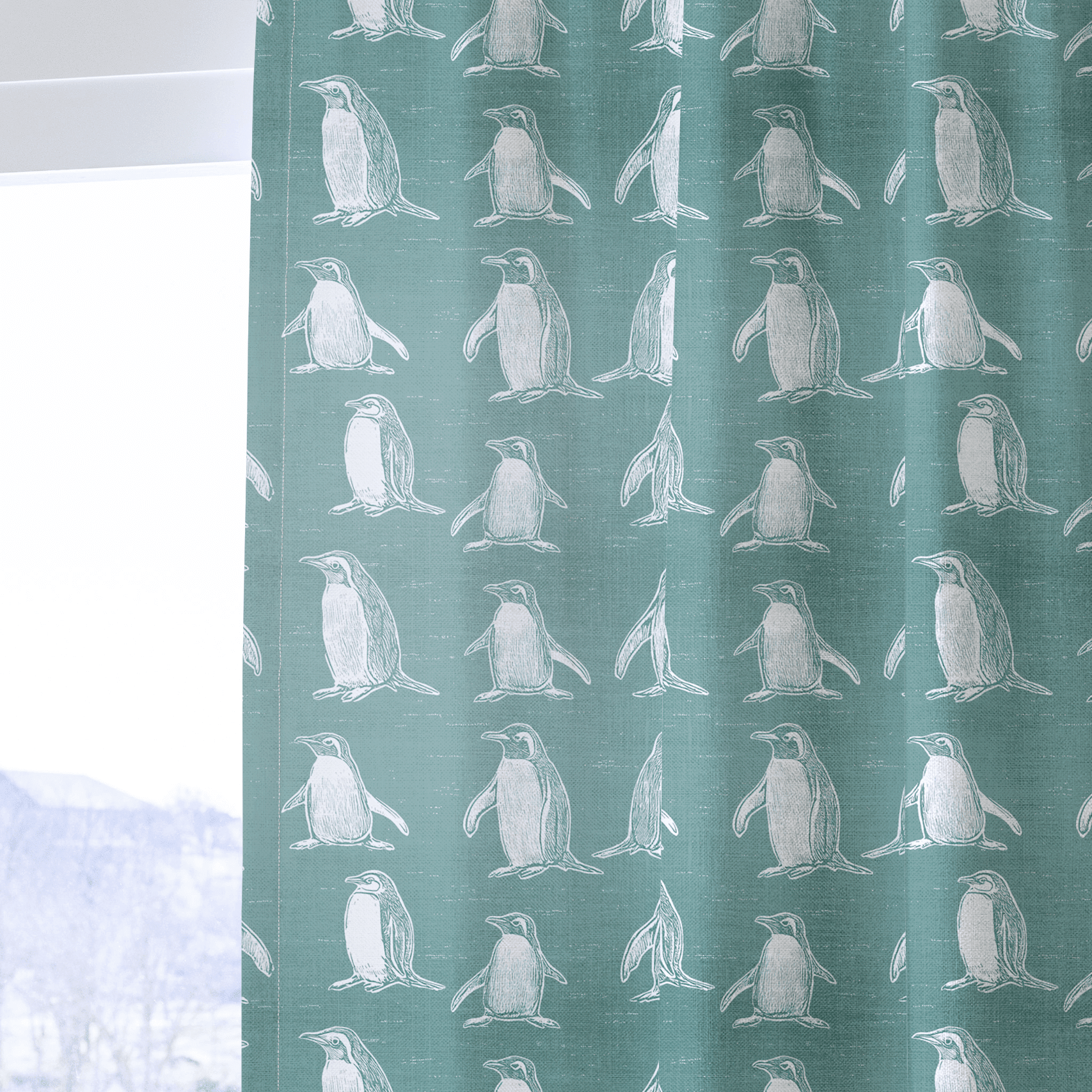 Polly Penguins - Drapery - Benton Lane Home - Lemon Park