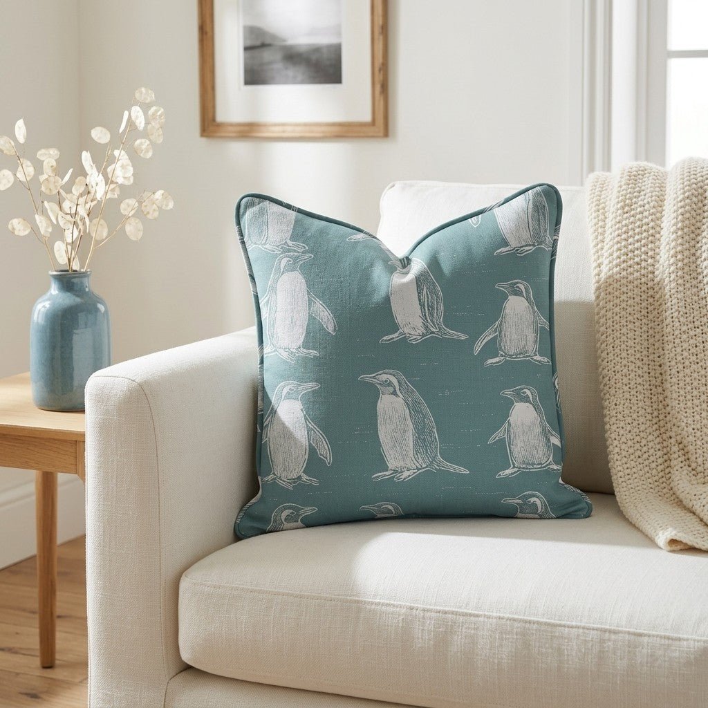 Polly Penguins Throw Pillow - Benton Lane Home - Lemon Park