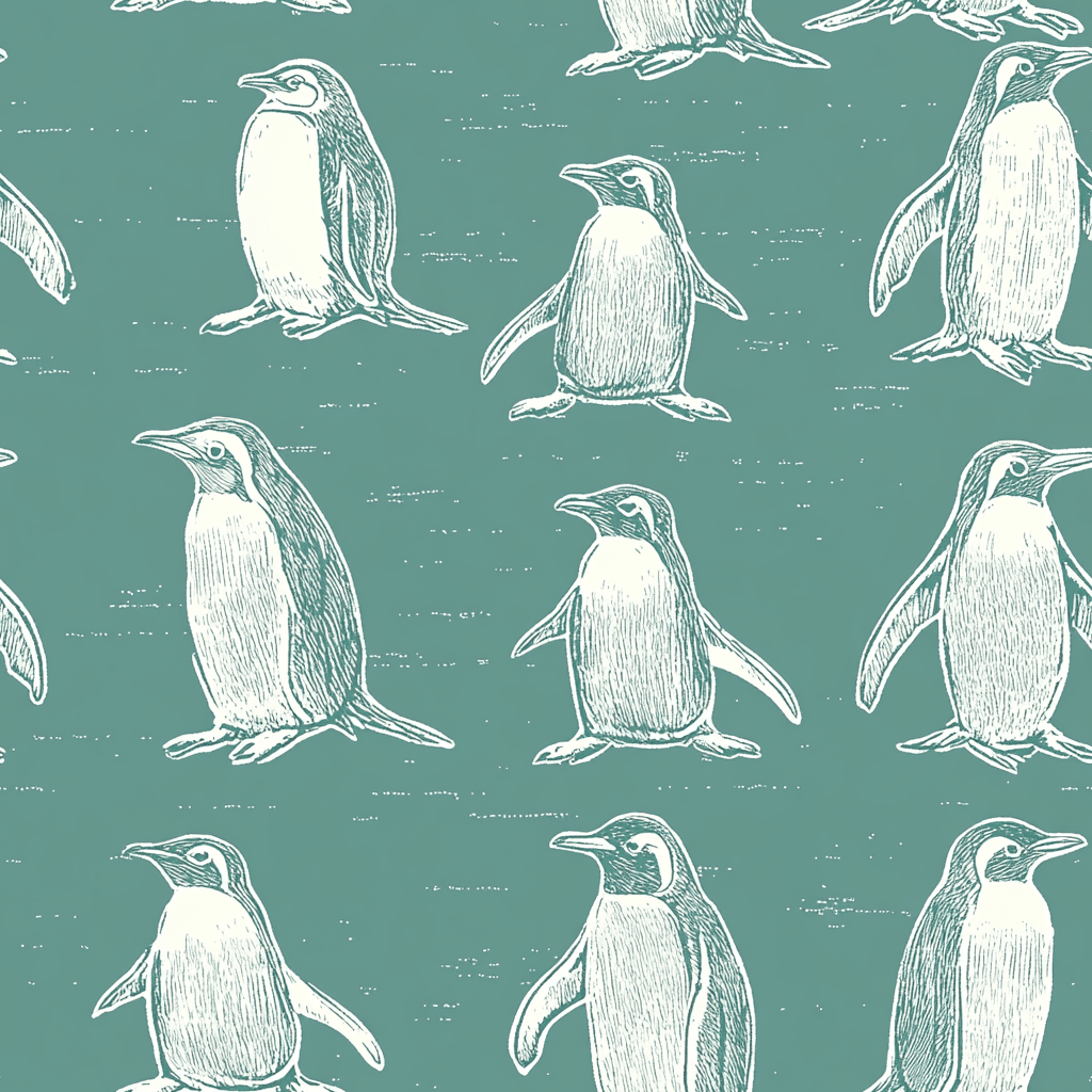 Polly Penguins Wallpaper - Lemon Park