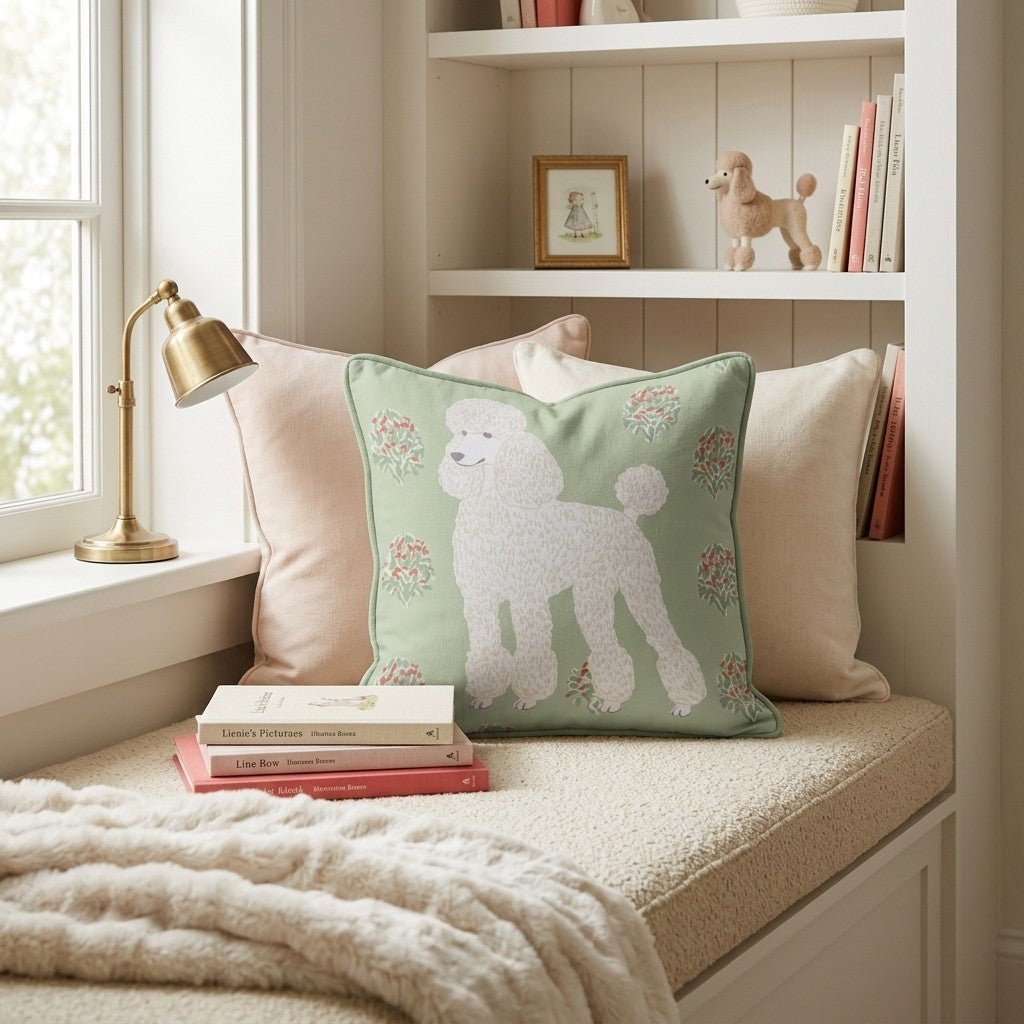 Poodle Garden Throw Pillow - Benton Lane Home - Hillcroft Home