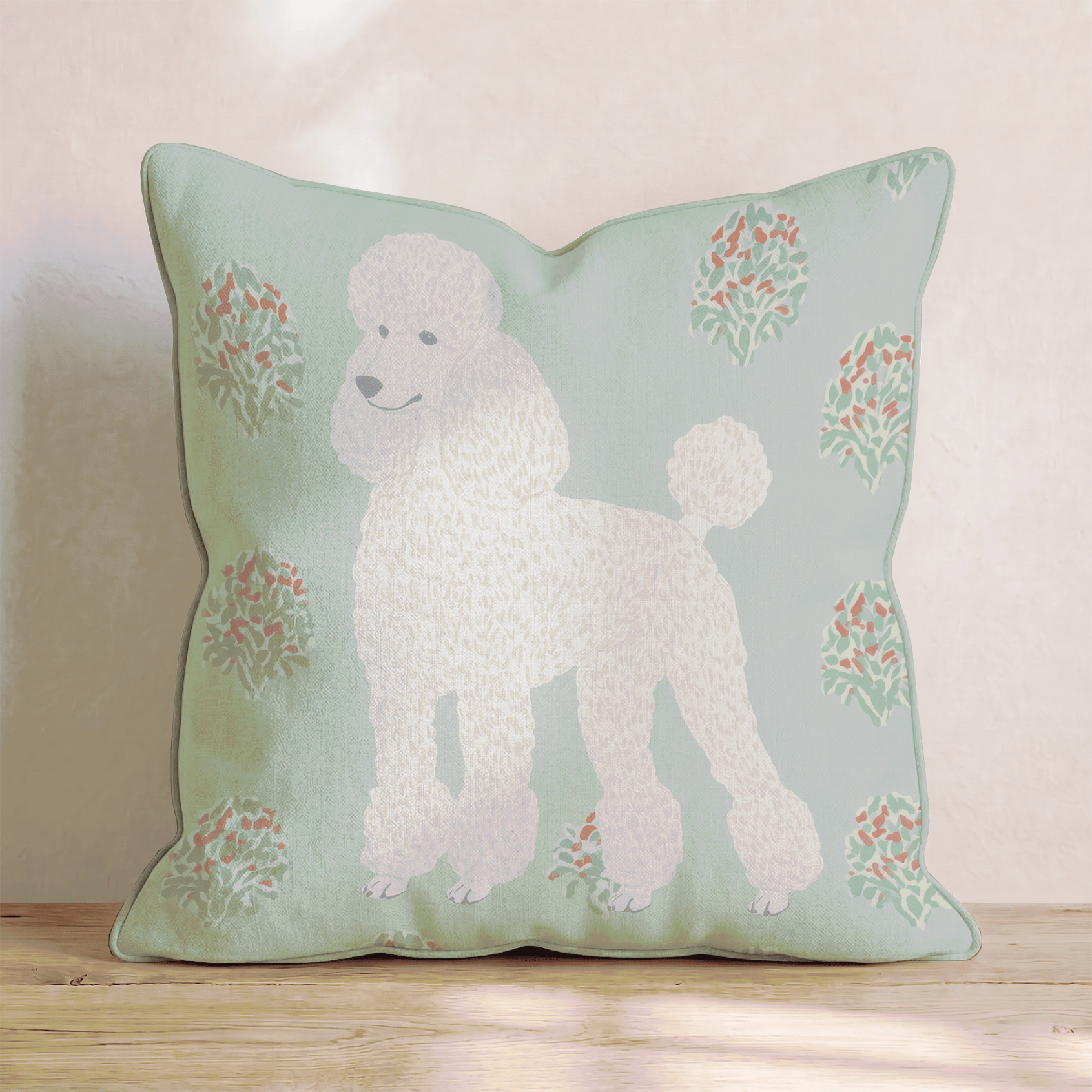 Poodle Garden Throw Pillow - Benton Lane Home - Hillcroft Home