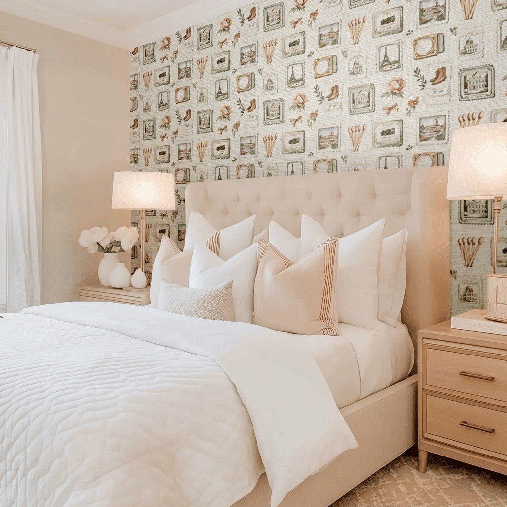 Postcards from Paris Faux Grasscloth Wallpaper - Benton Lane Home - Lemon Park