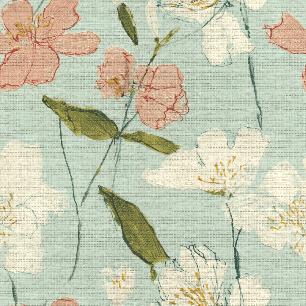 Posy Faux Grasscloth Wallpaper - Lemon Park