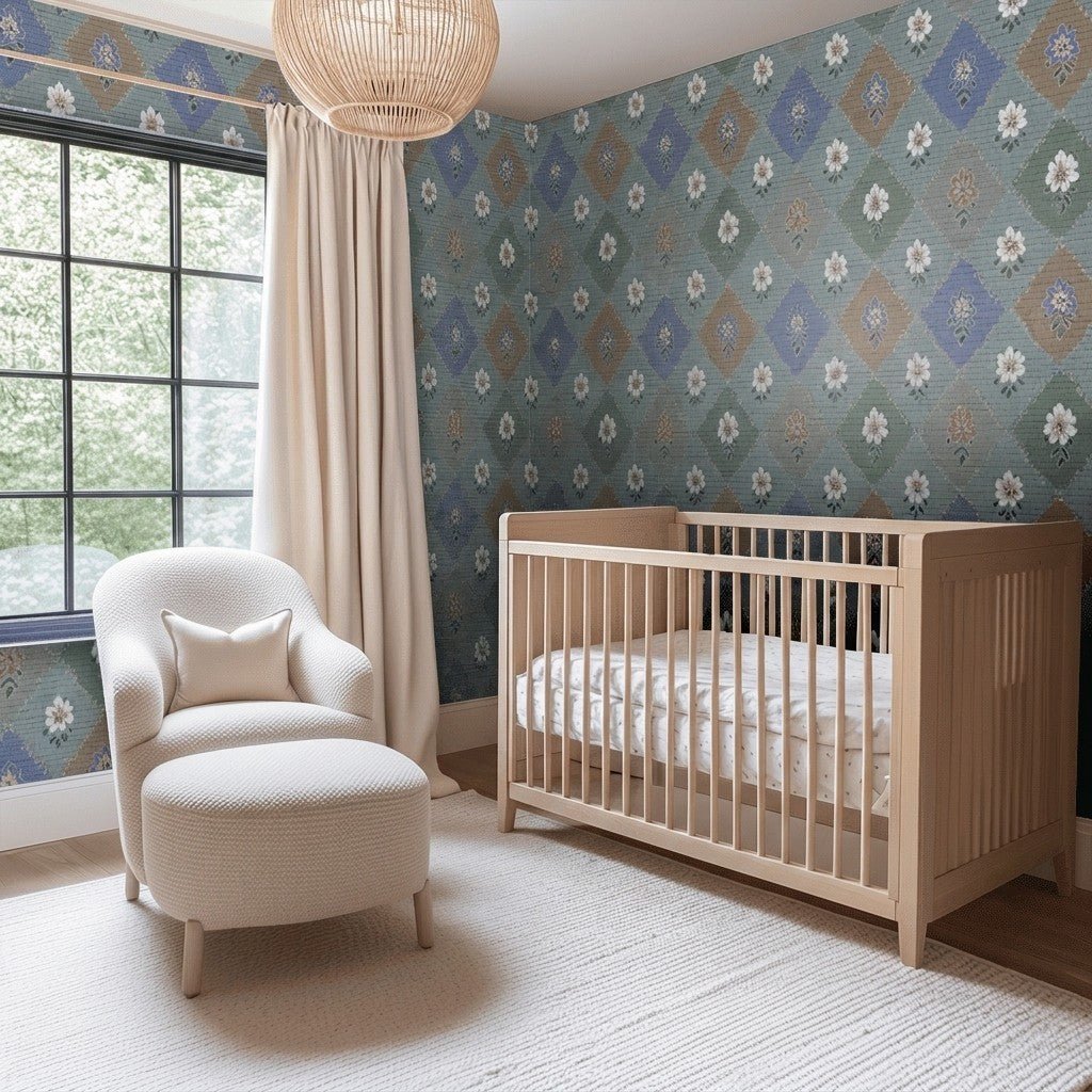 Posy Patch Faux Grasscloth Wallpaper - Benton Lane Home - Lemon Park