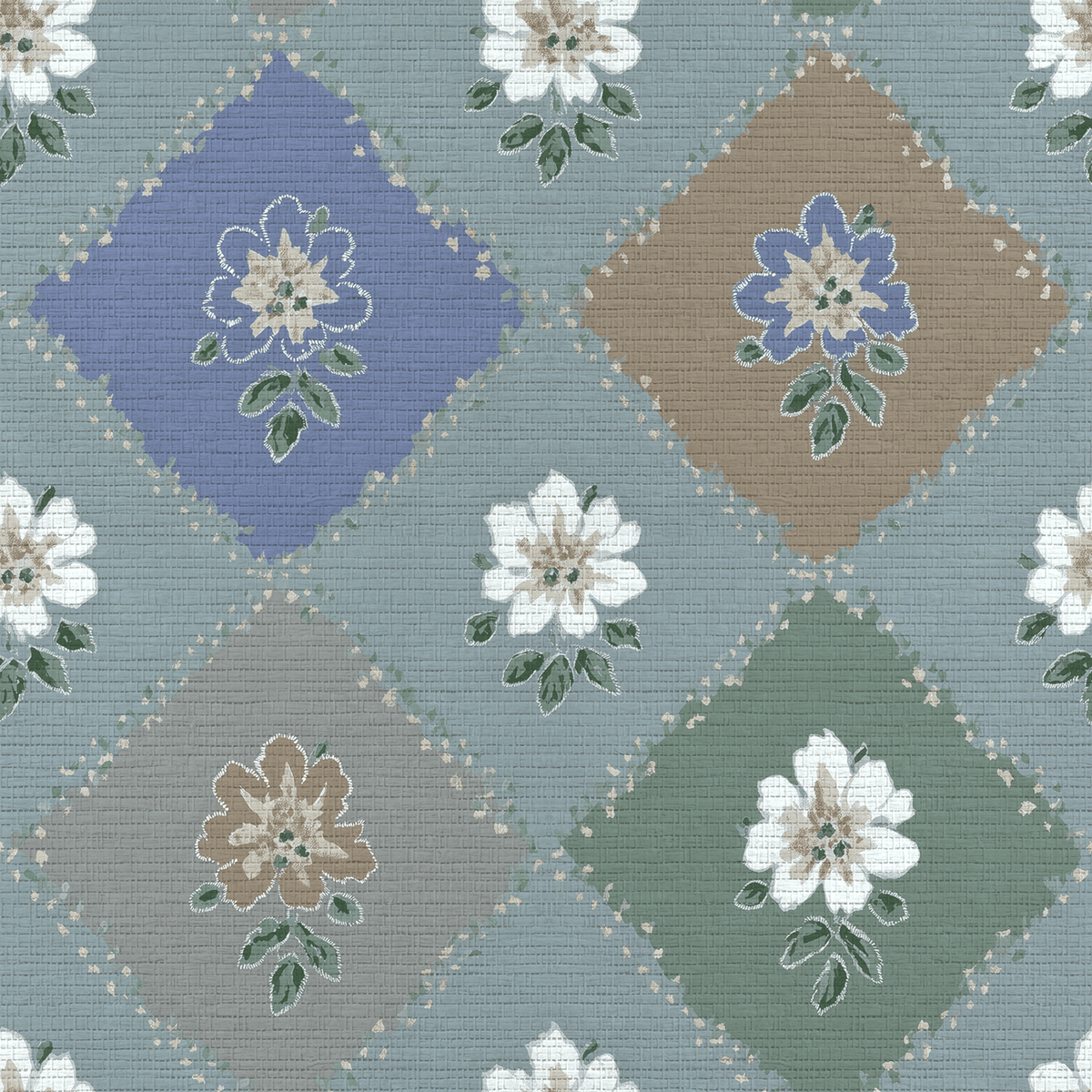Posy Patch Faux Grasscloth Wallpaper - Benton Lane Home - Lemon Park