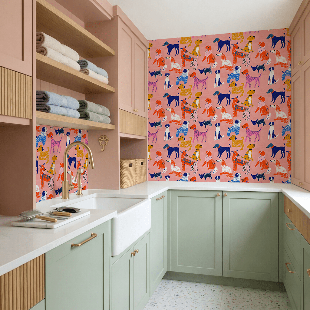 Puppy Parade Wallpaper - Benton Lane Home - Painted Paper