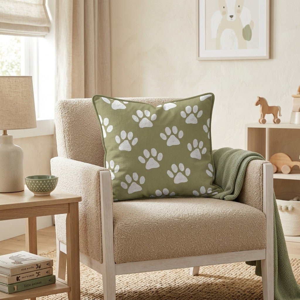 Puppy Paw Prints Throw Pillow - Benton Lane Home - Hillcroft Home