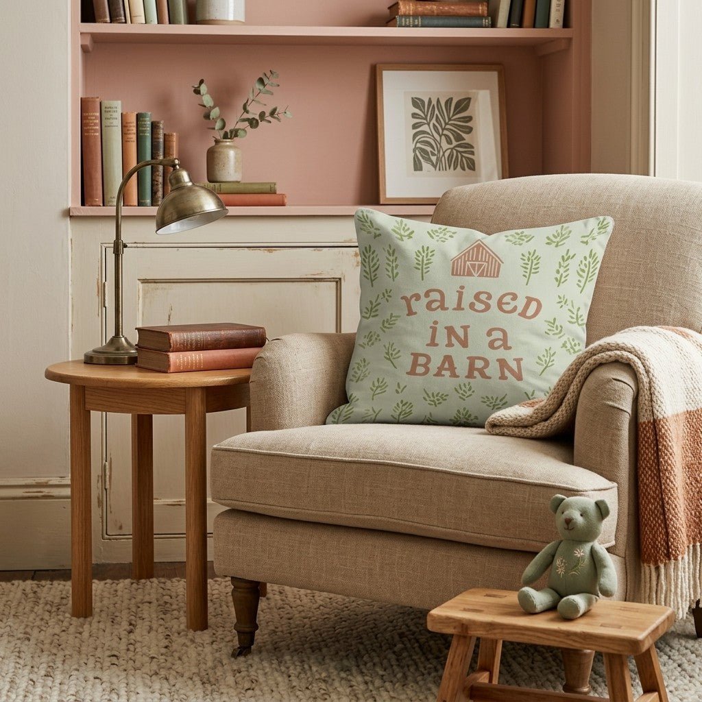 Raised in a Barn Throw Pillow - Benton Lane Home - Hillcroft Home