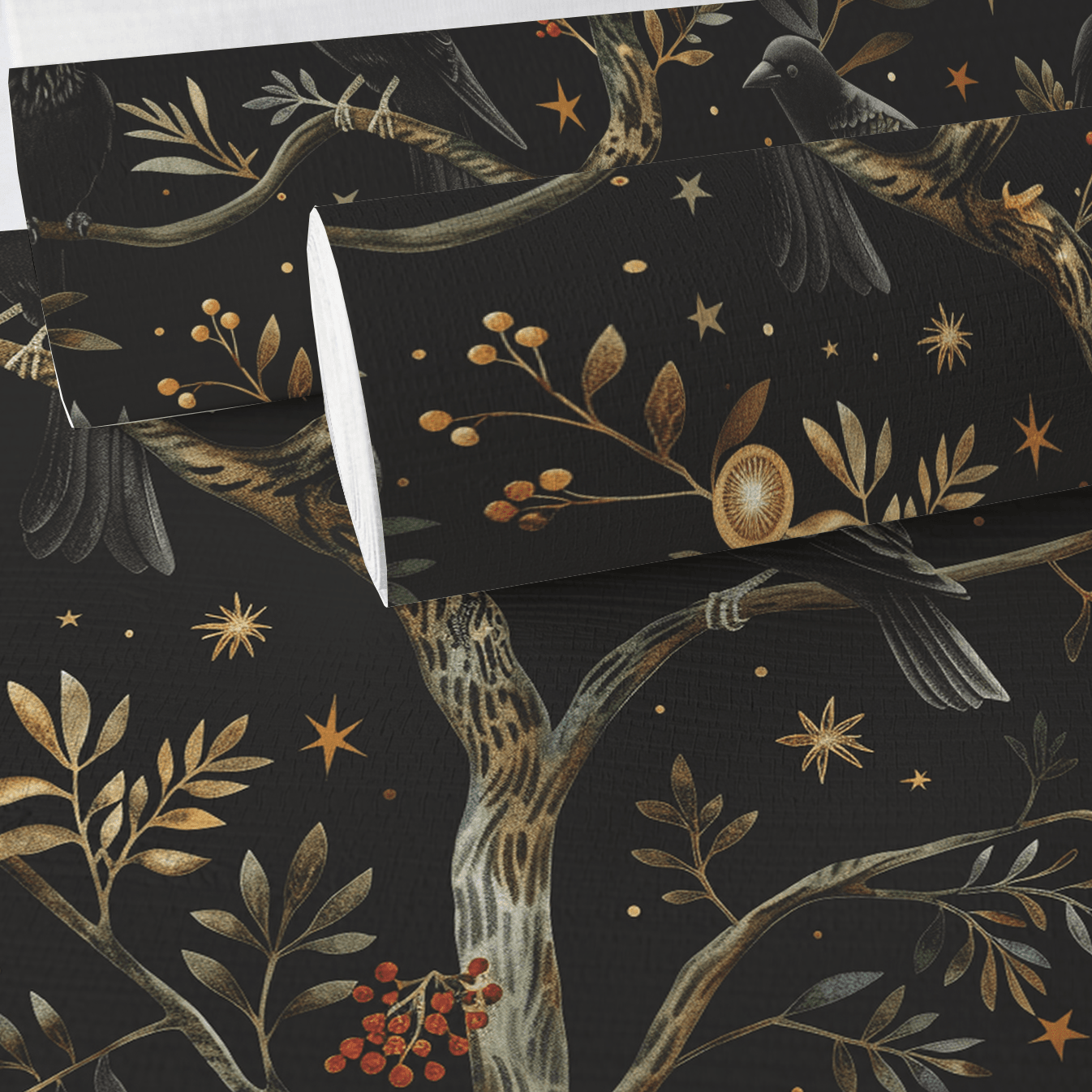 Ravens of Blackwood Faux Grasscloth Wallpaper - Painted Paper