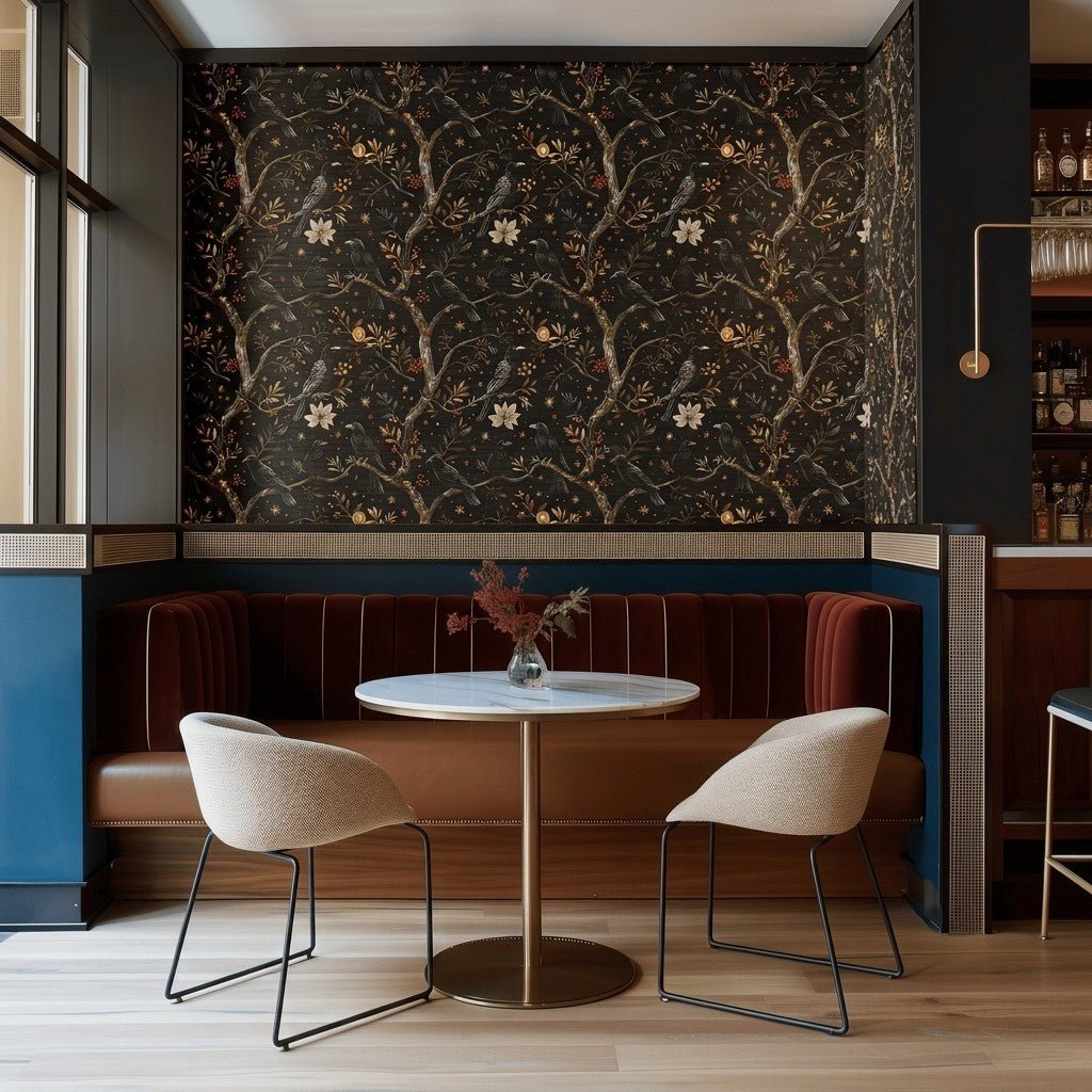 Ravens of Blackwood Faux Grasscloth Wallpaper - Painted Paper