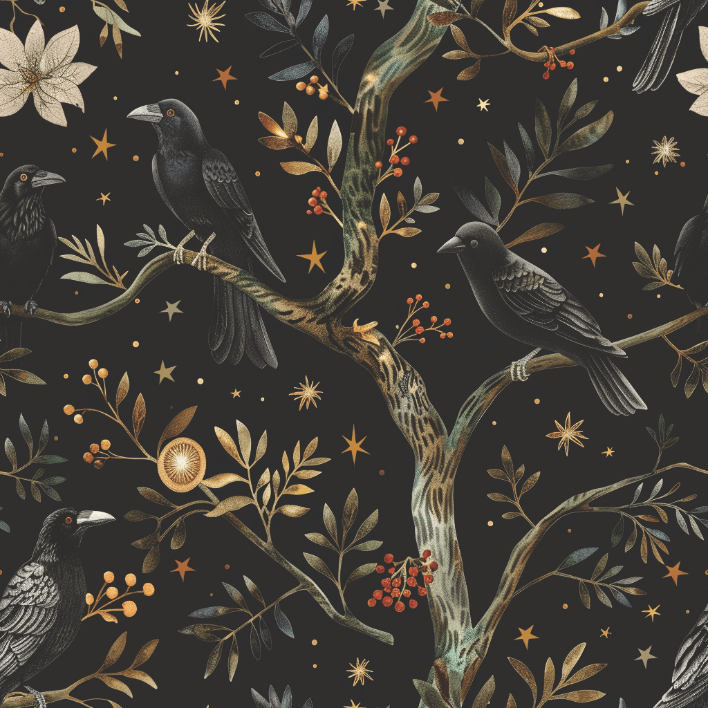 Ravens of Blackwood Wallpaper - Benton Lane Home - Painted Paper