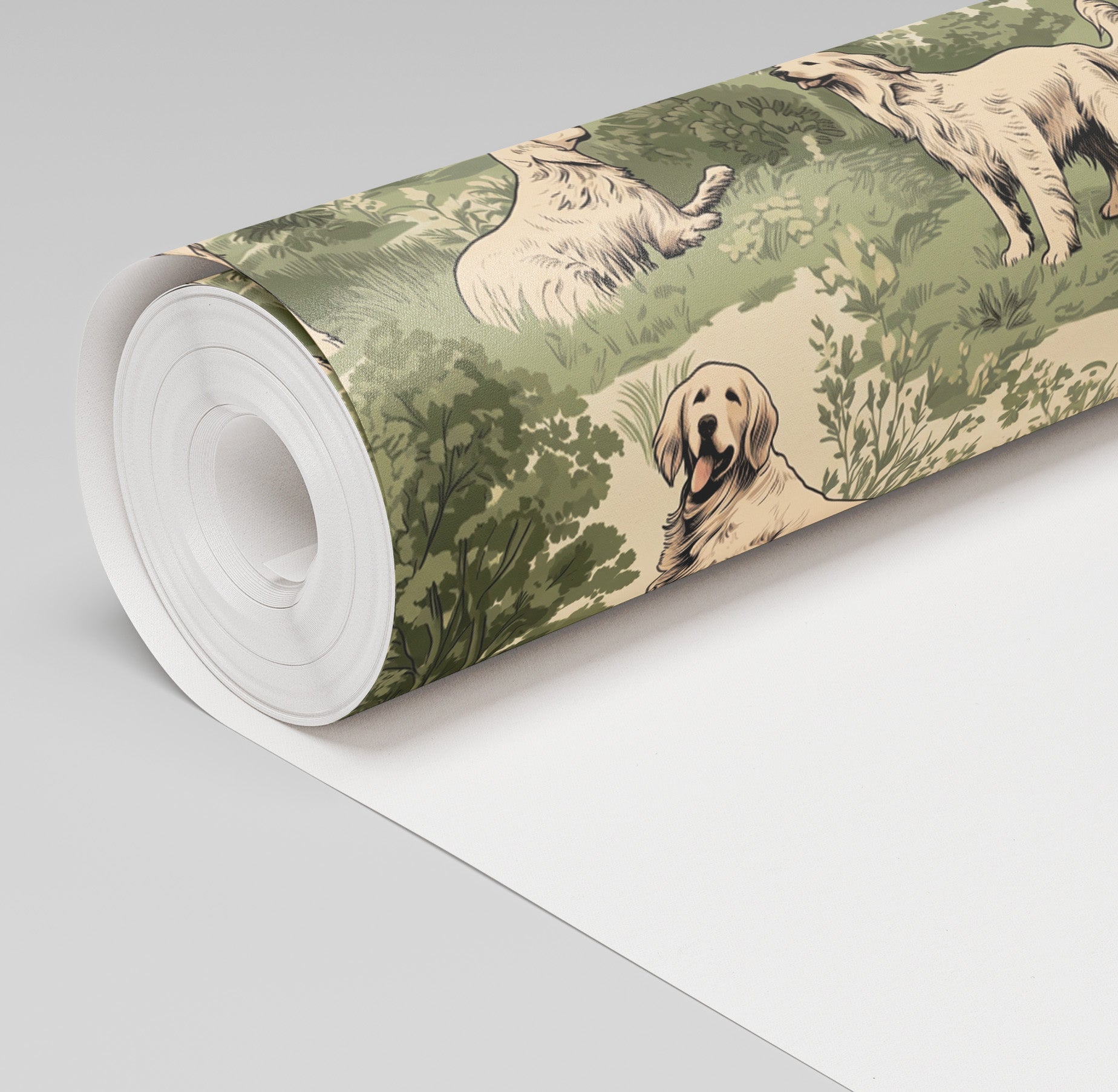 Retriever Toile Ink Wallpaper - Painted Paper