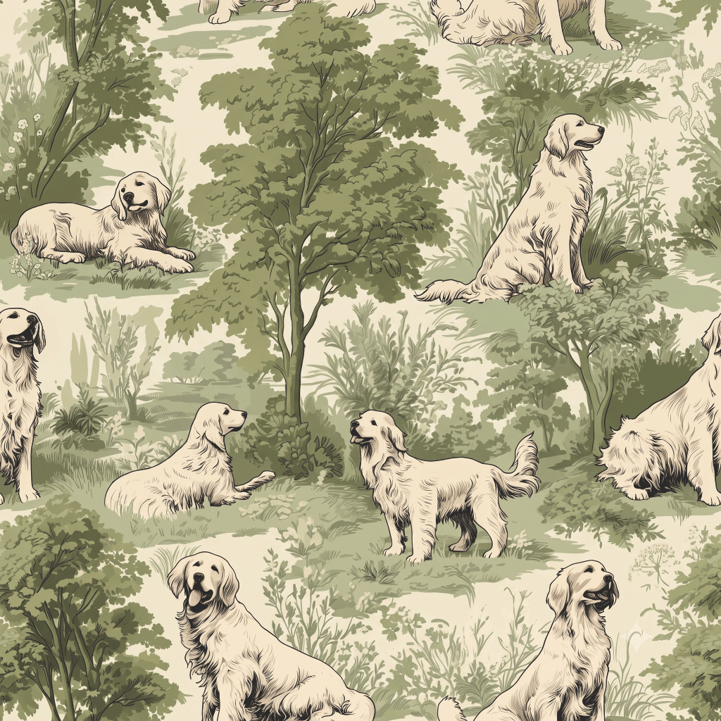 Retriever Toile Ink Wallpaper - Painted Paper