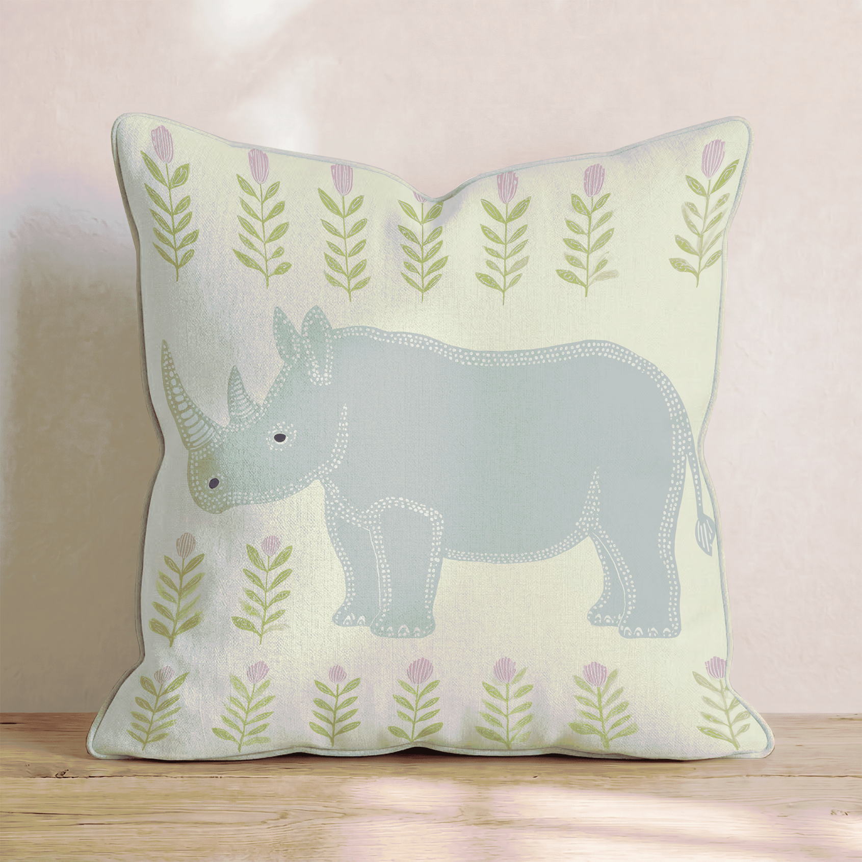 Rhino Garden Throw Pillow - Benton Lane Home - Hillcroft Home