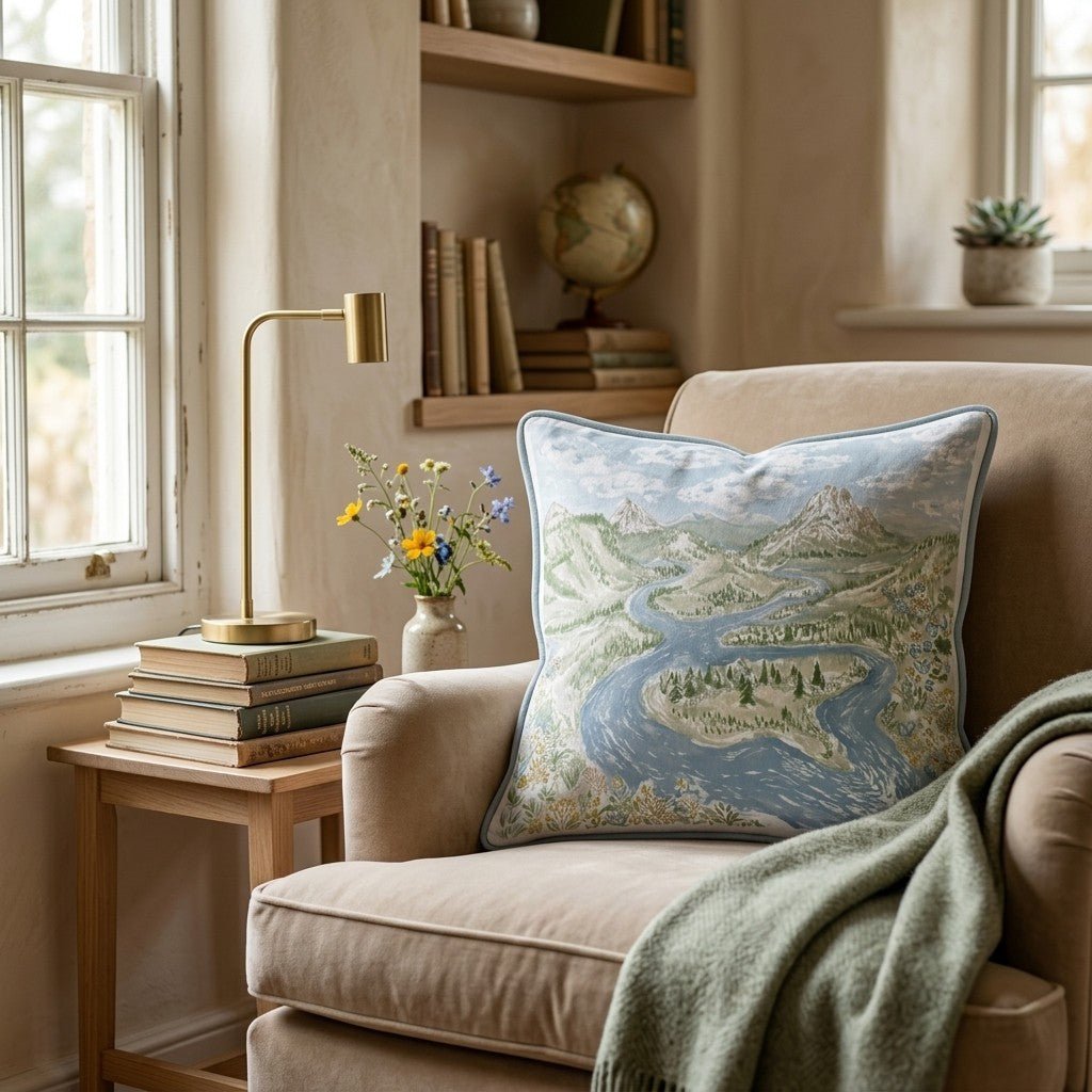 River Landscape Throw Pillow - Benton Lane Home - Hillcroft Home