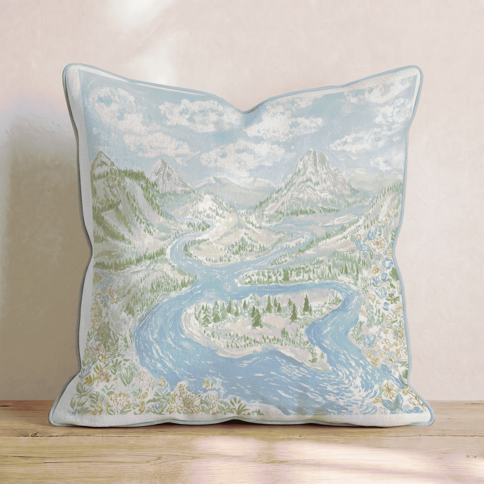 River Landscape Throw Pillow - Benton Lane Home - Hillcroft Home