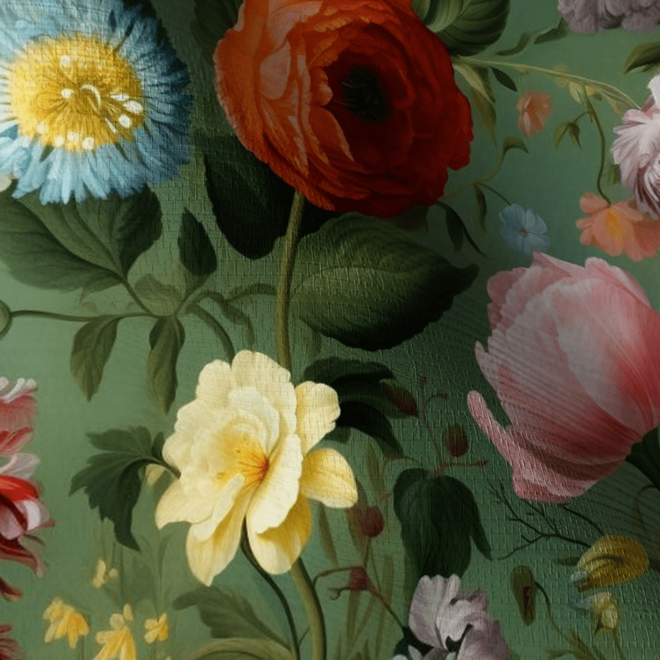 Romilly Floral Faux Grasscloth Wallpaper - Painted Paper