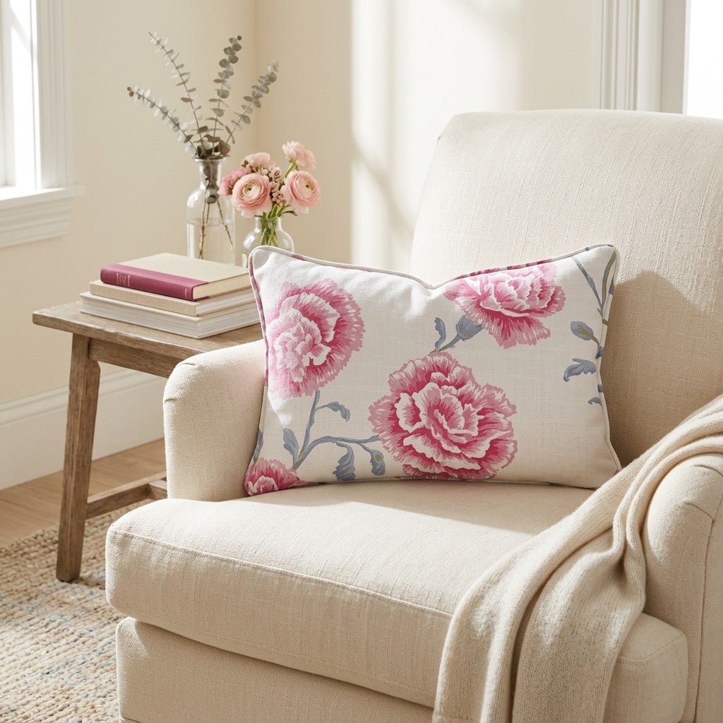 Rose Carnation Throw Pillow - Benton Lane Home - Lemon Park