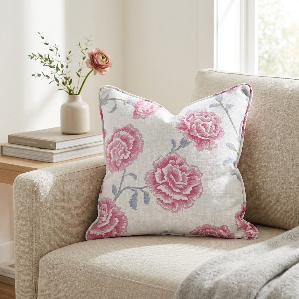 Rose Carnation Throw Pillow - Benton Lane Home - Lemon Park