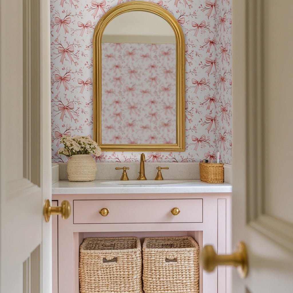 Rosie's Ribbons Wallpaper - Benton Lane Home - Painted Paper