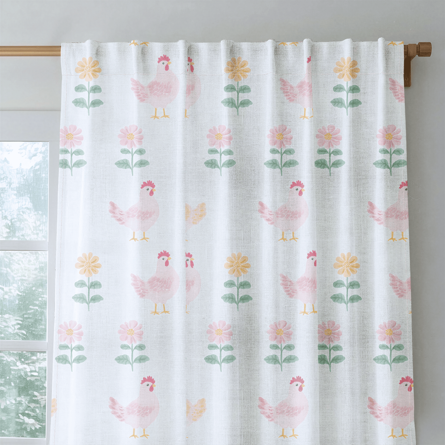 Rosy Roosters - Drapery - Benton Lane Home - Lemon Park