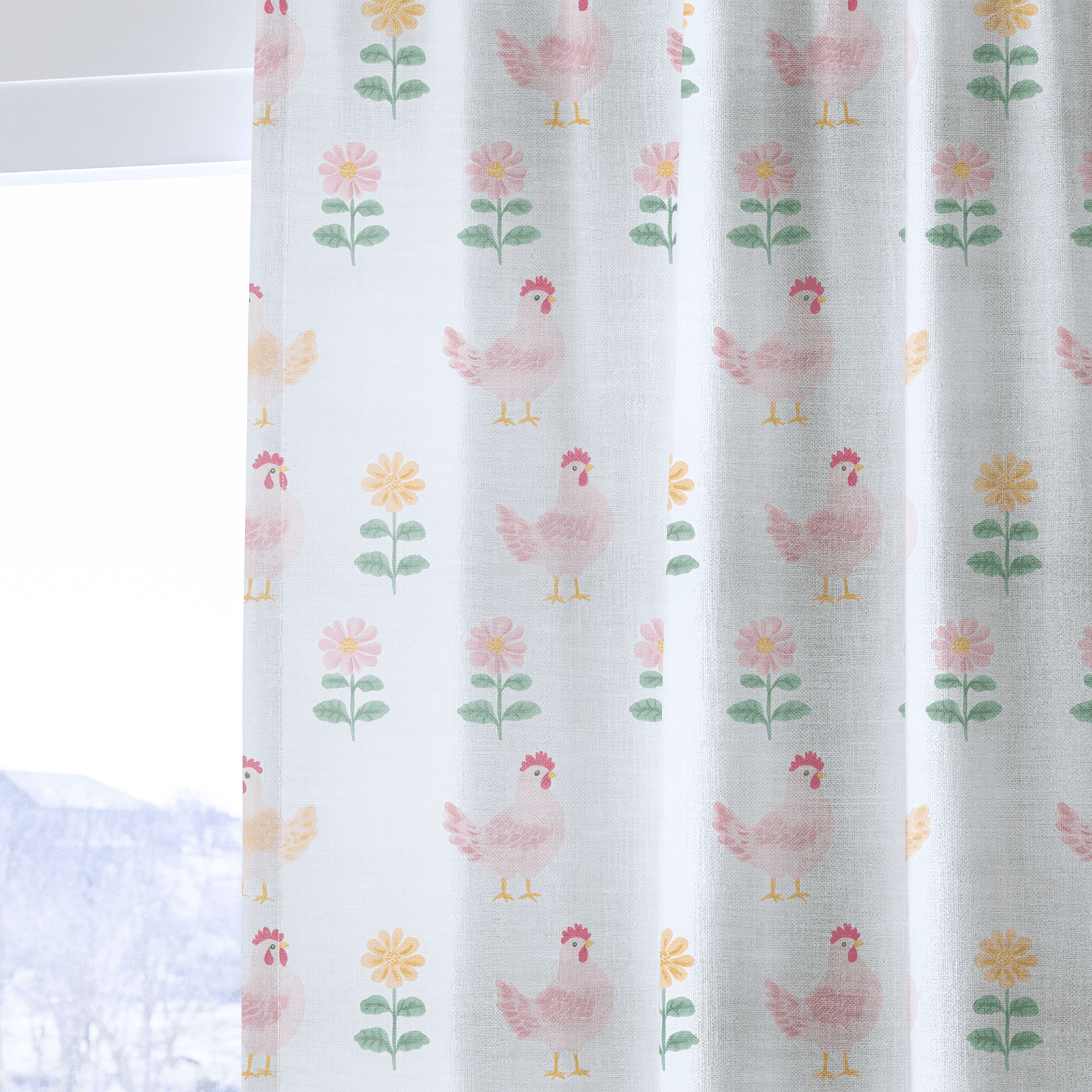 Rosy Roosters - Drapery - Benton Lane Home - Lemon Park