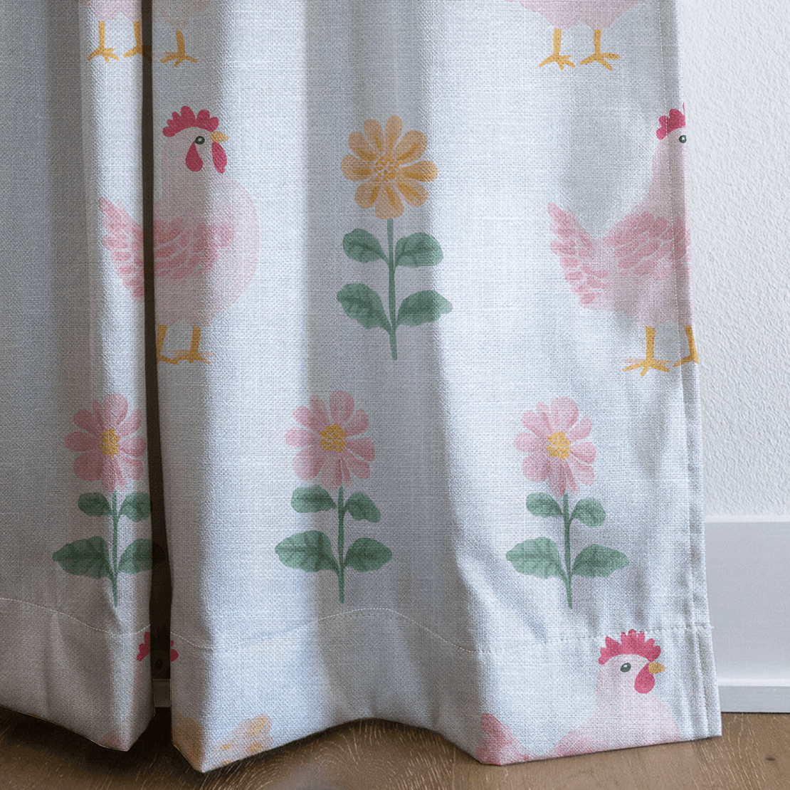 Rosy Roosters - Drapery - Benton Lane Home - Lemon Park