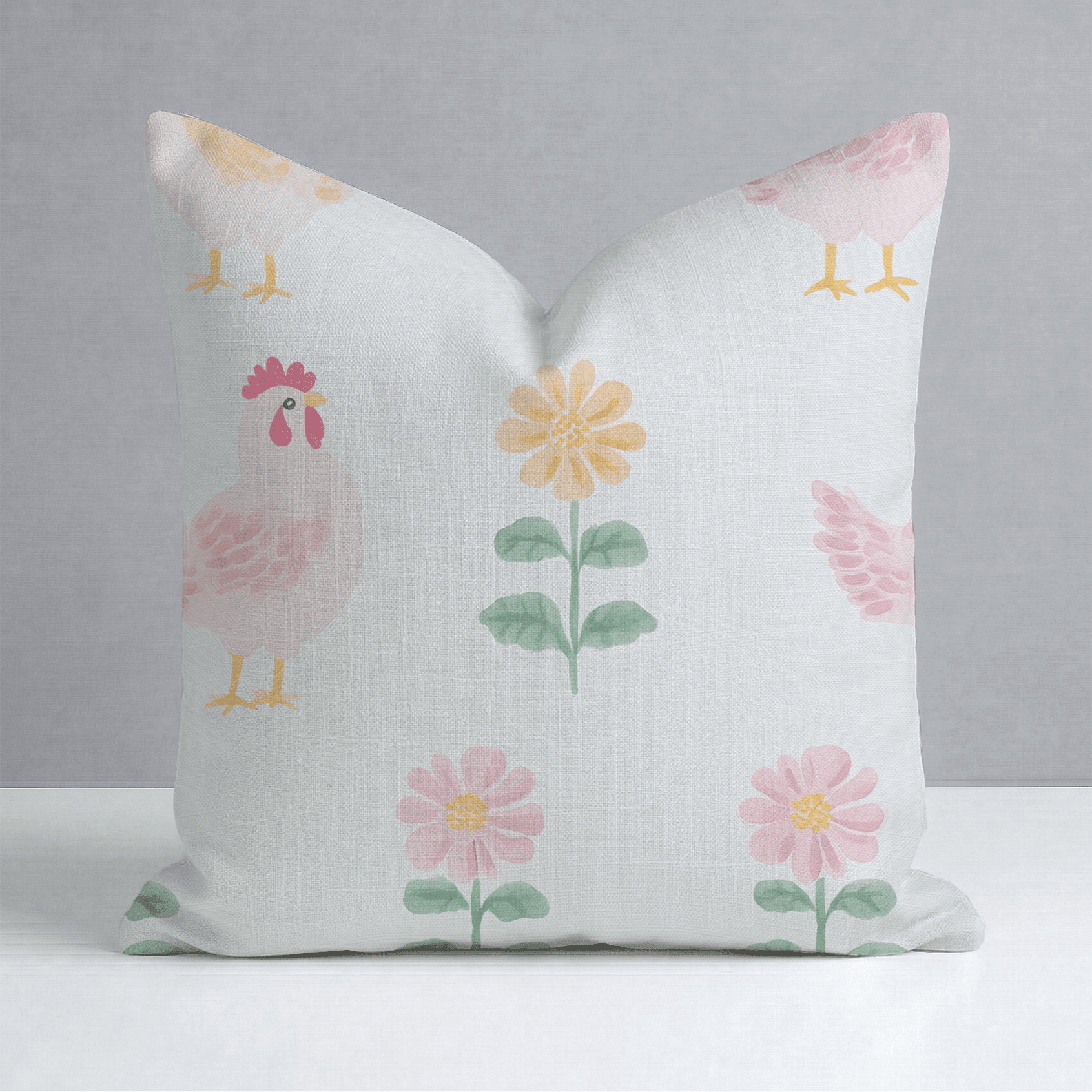 Rosy Roosters Throw Pillow - Benton Lane Home - Lemon Park