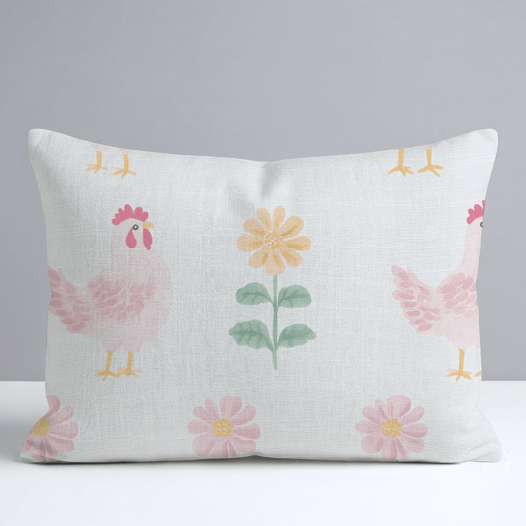 Rosy Roosters Throw Pillow - Benton Lane Home - Lemon Park